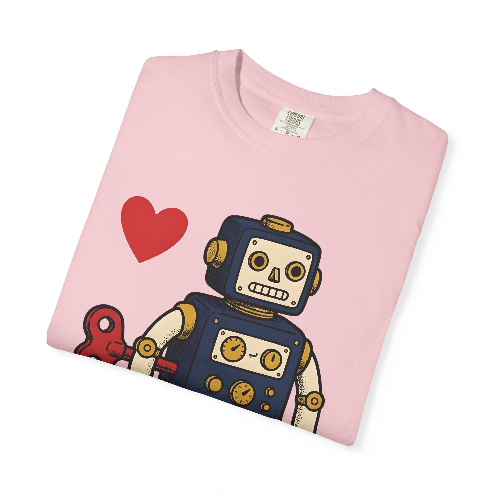 Android Heart Shirt Valentine's Day Old-School Gift Women Animated Tee Robot Heart T-Shirt Valentine Fan Cartoony Tshirt Retro Graphic