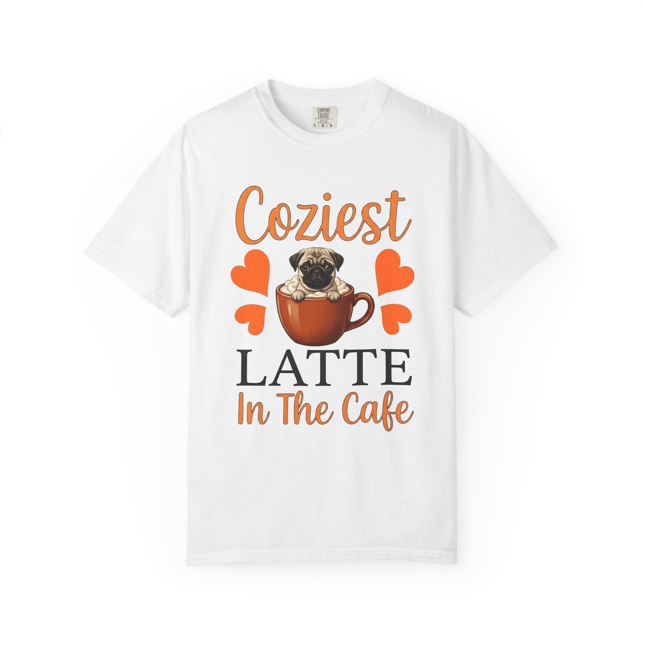 Pug Coffee Cup Shirt Dog Coffee Gift Women Cute Tee Coffee Mug T-Shirt Dog Fan Coffee Cup Tshirt Caffee Graphic Retro Hearts Tshirt