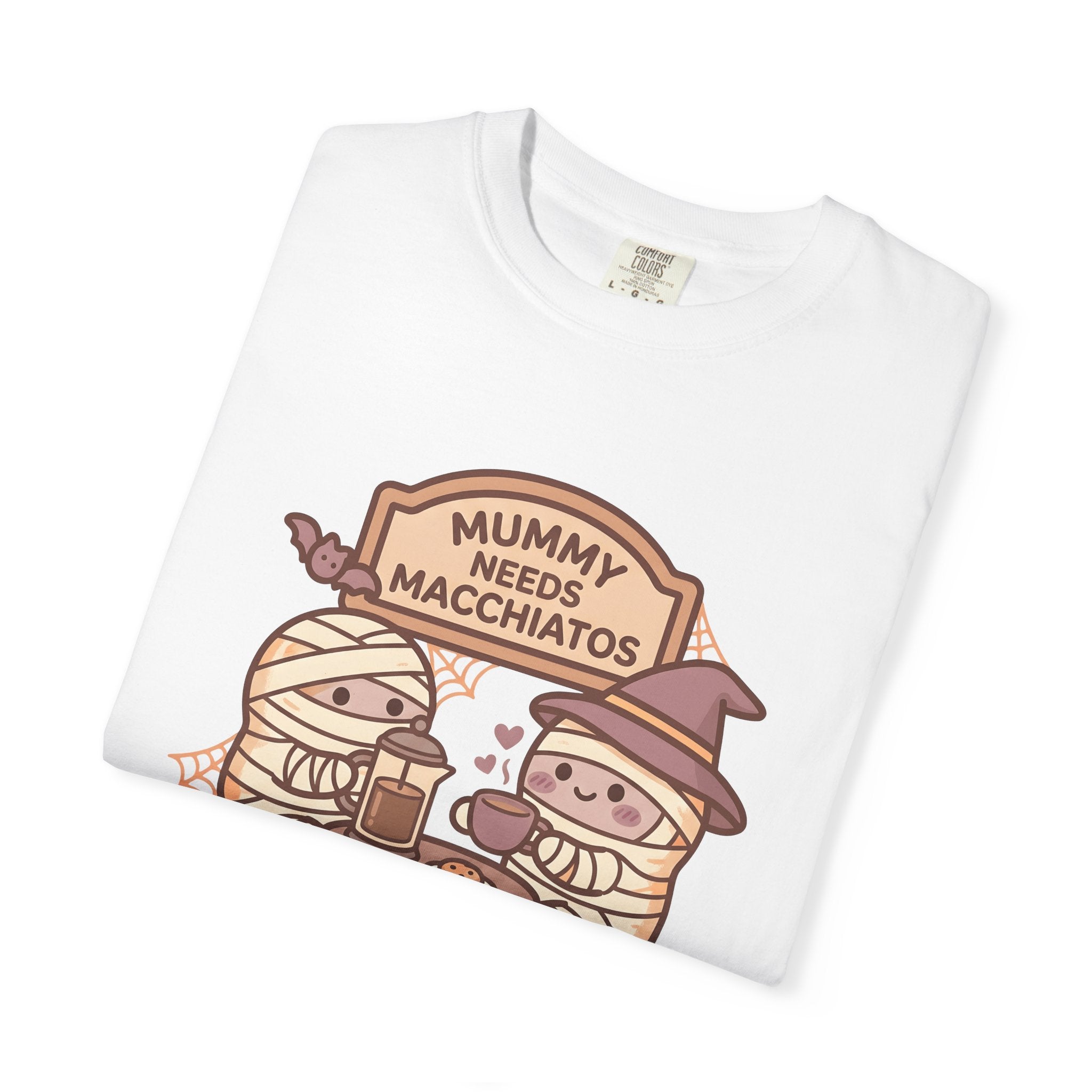 Coffee Mummy Shirt Halloween Espresso Gift Women Cute Tee Mummy T-Shirt Horror Fan Kawaii Tshirt Coffee Graphic Comic Coffee Maker Tshirt