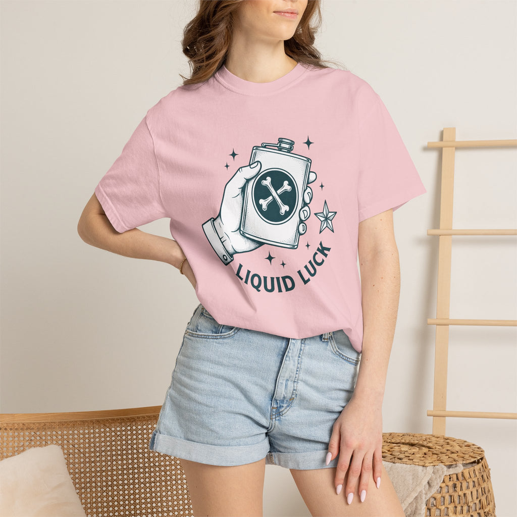 Hip Flask Shirt Lucky Alcohol Gift Women Rustic Tee Flask T-Shirt Luck Fan Booze Graphic Nostalgic Star Shape Tshirt