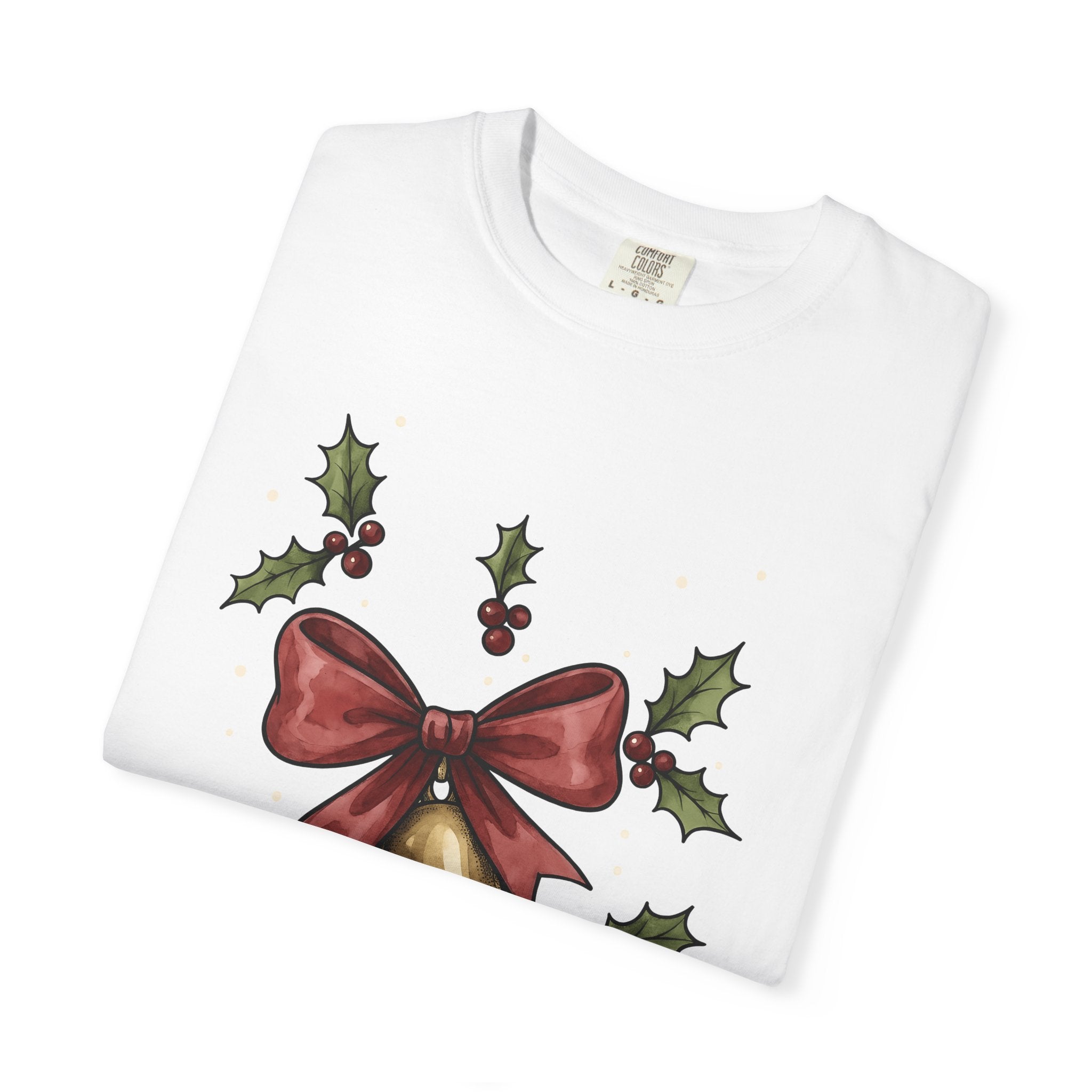 Holiday Bell Shirt Christmas Festivity Gift Women Hand Painted Tee Jingle Bell T-Shirt Christmas Fan Watercolor Tshirt Celebration Graphic