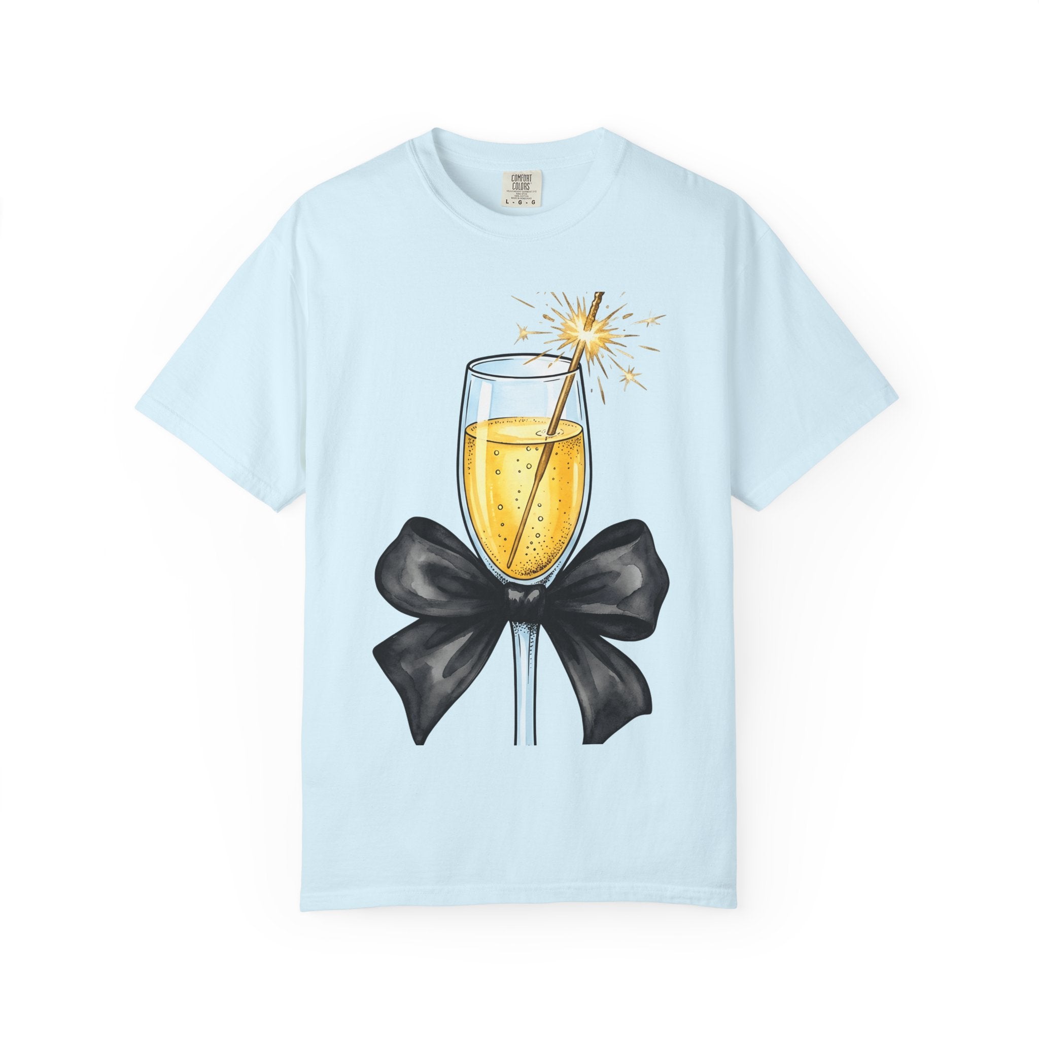 Champagne Flute Shirt Holiday Festive Gift Women Hand Painted Tee Champagne Glass T-Shirt Christmas Fan Painted Tshirt Celebration Graphic