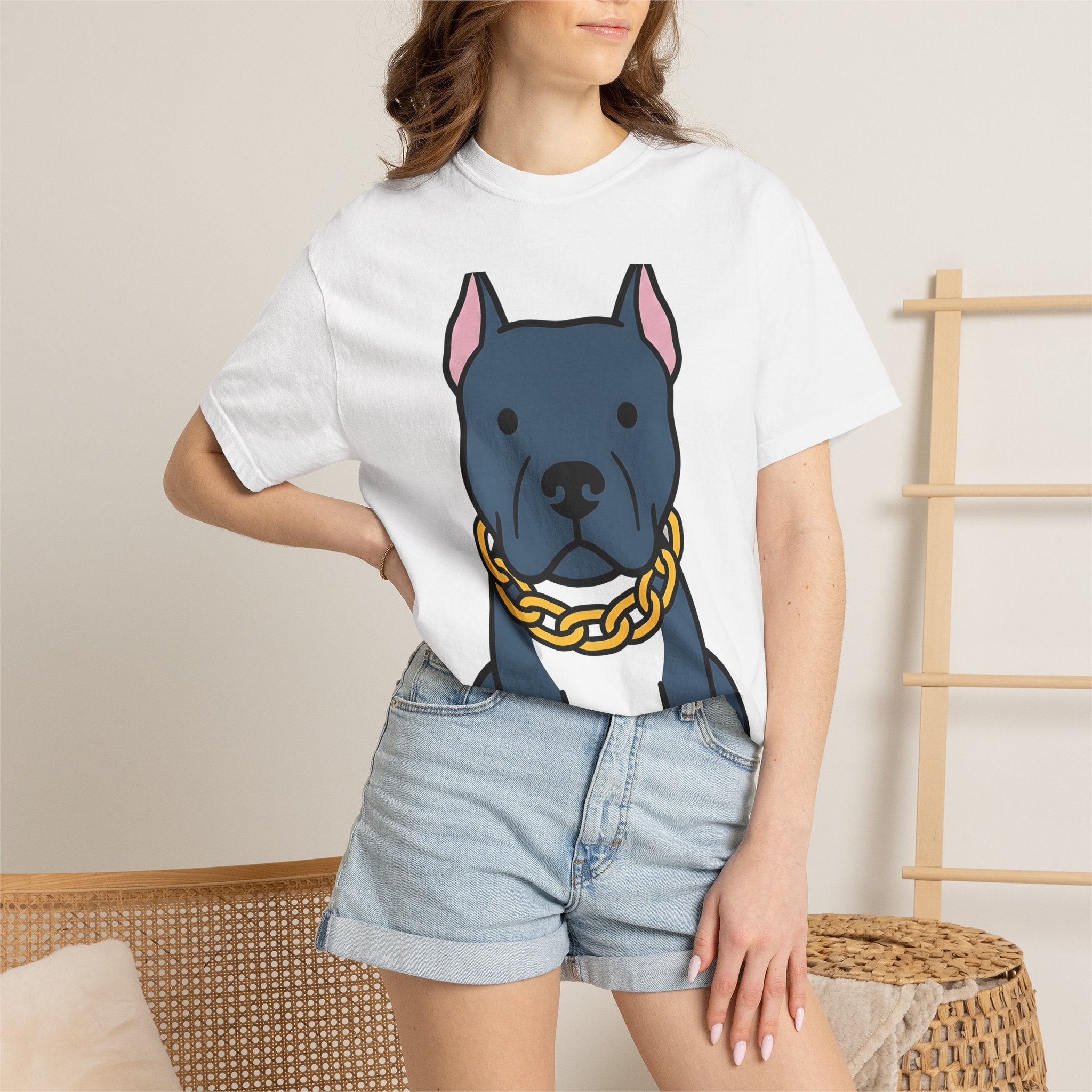 Pitbull Shirt Dog Pet Supplies Gift Women Animated Tee Pibble T-Shirt Dog Fan Cartoon Tshirt Accessories Graphic Clean Chain Necklace Tshirt