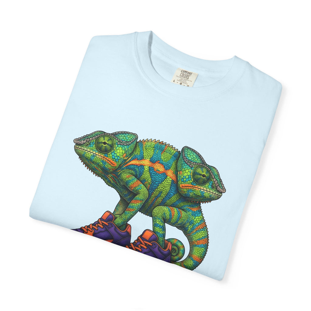 Chameleon Sneakers Shirt Animals Reptile Gift Women Vibrant Graphic Tee Custom Shoes T-Shirt Wildlife Fan Kicks Graphic Reptile Illustration