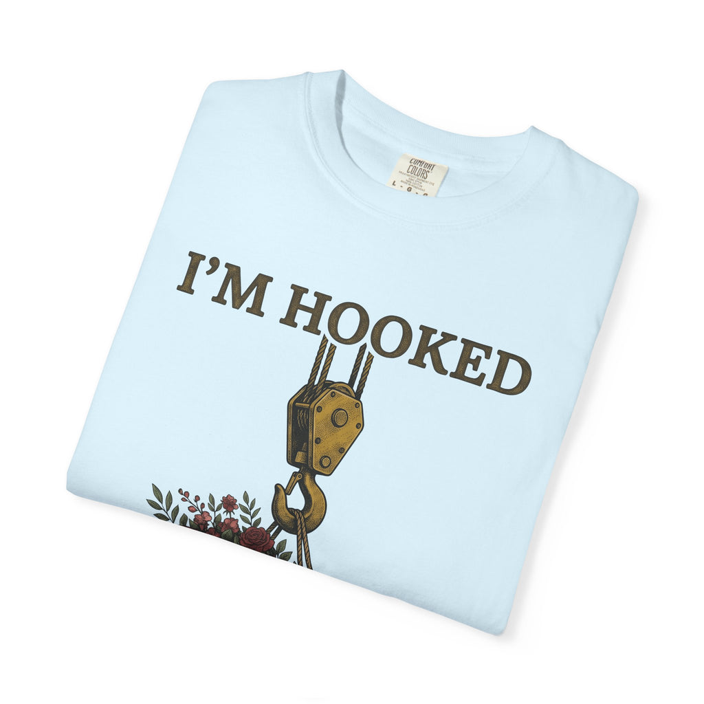 Crane Hook Bouquet Shirt Valentines Day Blossoms Gift Women Hand Painted Tee Hook Arrangement T-Shirt Valentine Fan Painted Art Tshirt