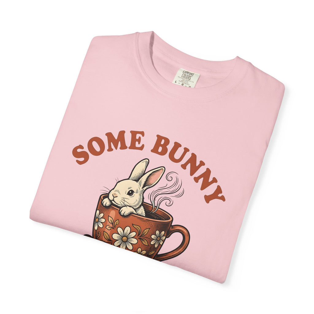 Hare Coffee Cup Shirt Easter Mocha Gift Women Farmhouse Tee Coffee Mug T-Shirt Spring Fan Rustic Tshirt Cappuccino Graphic Doodle Blossom