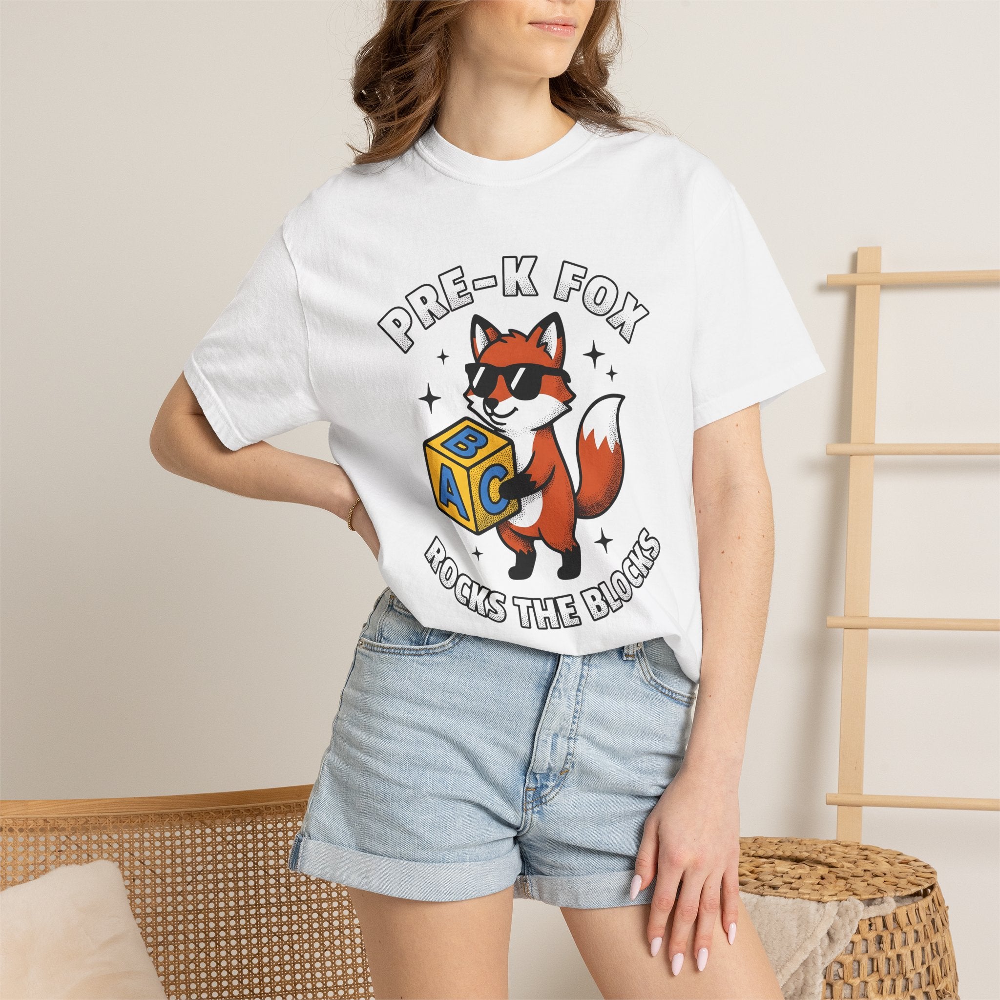 Fox Sunglasses Shirt Teacher Preschool Gift Women Cartoon Tee Shades T-Shirt Educator Enthusiast Comic Tshirt Kindergarten Graphic Retro Abc