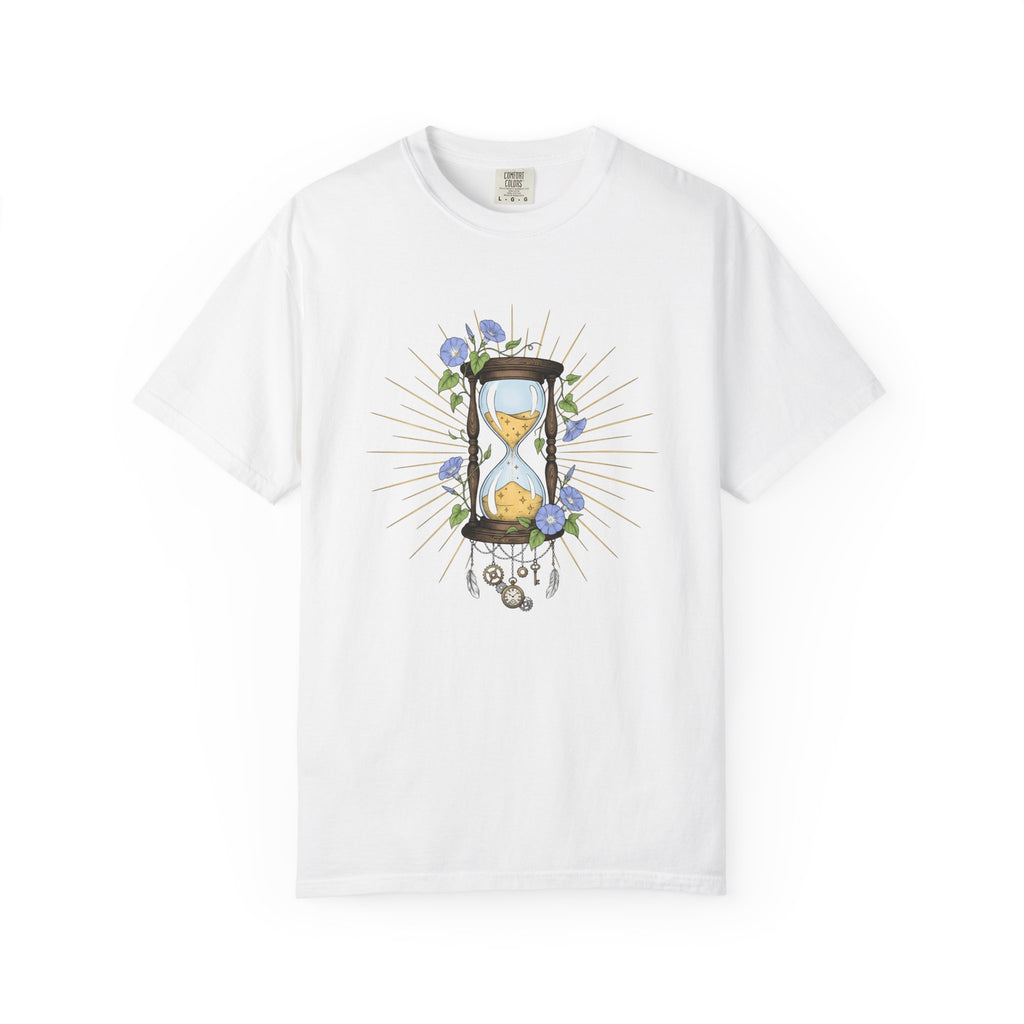 Hourglass Floral Shirt Boho Chic Celestial Gift Women Boho Tee Sand Timer T-Shirt Bohemian Fan Hippie Tshirt Galaxy Graphic Vintage Gears