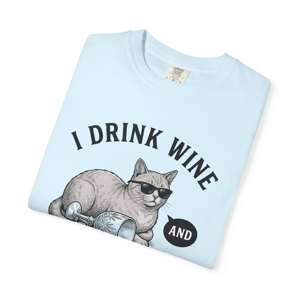 Cat Sunglasses Shirt Cat Humor Gift Women Vintage Tee Cool Cat T-Shirt Cat Fan Retro Tshirt Funny Graphic Hand Drawn Wine Glass Tshirt