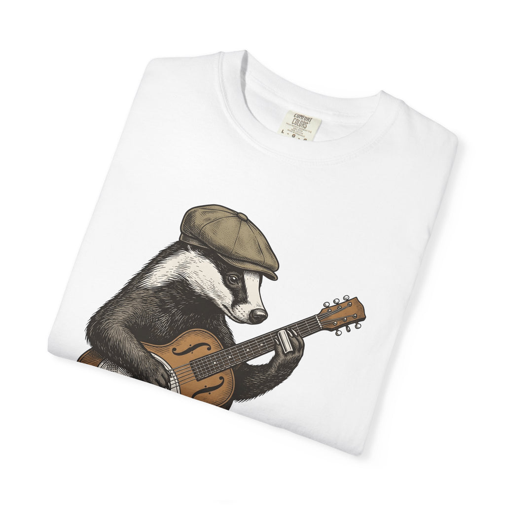 Badger Guitar Shirt Animals Melody Gift Women Antique Tee Guitar T-Shirt Wildlife Fan Vintage Tshirt Music Graphic Pen And Ink Beanie Tshirt