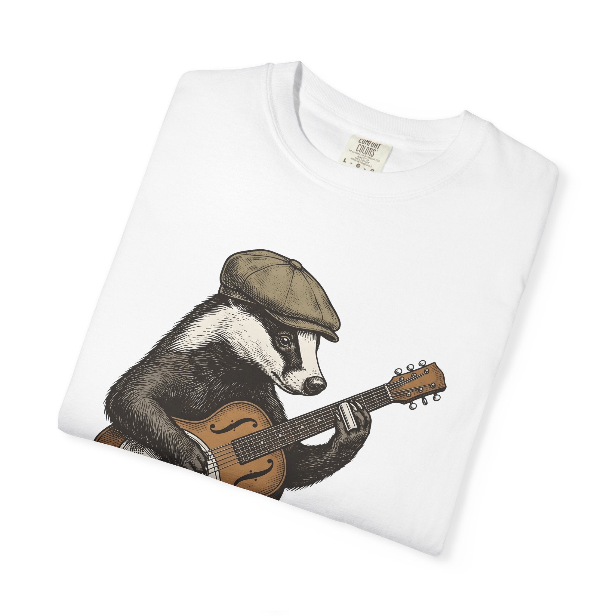 Badger Guitar Shirt Animals Melody Gift Women Antique Tee Guitar T-Shirt Wildlife Fan Vintage Tshirt Music Graphic Pen And Ink Beanie Tshirt