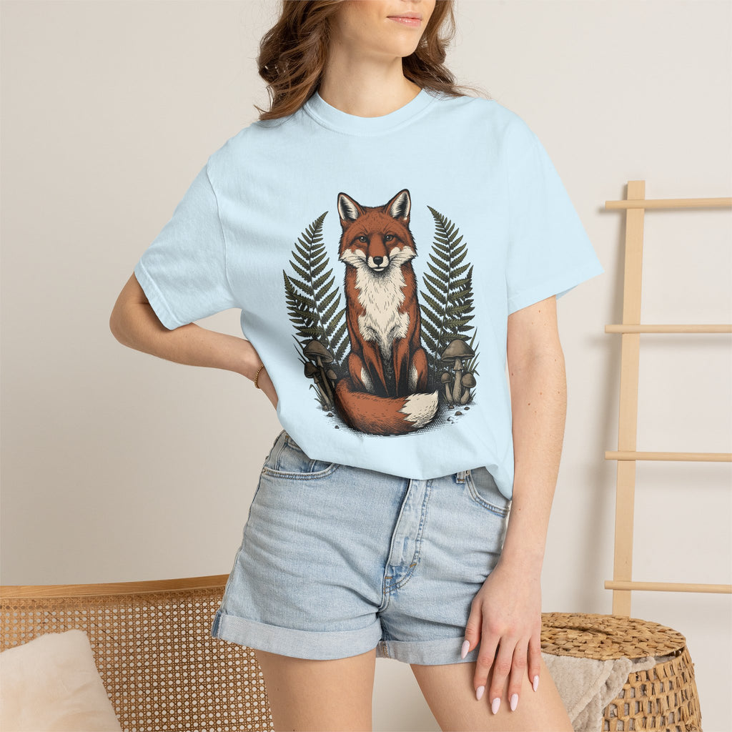 Fox Shirt Animals Woods Gift Women Retro Tee Vixen T-Shirt Wildlife Fan Vintage Tshirt Forest Graphic Sketch Toadstools Tshirt
