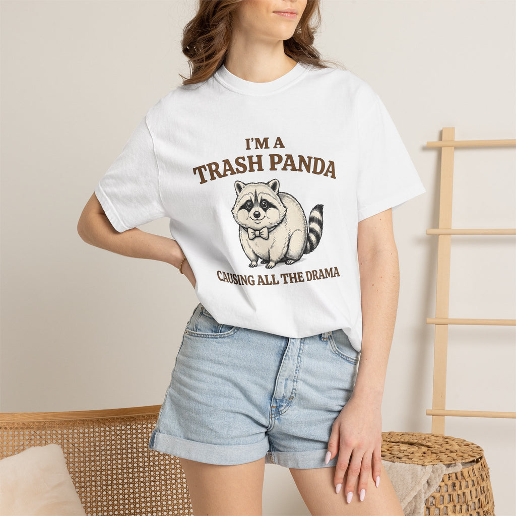 Raccoon Graphic Shirt Funny Animal Gift Women Cute Tee Trash Panda T-Shirt Humor Fan Cartoon Tshirt Wildlife Graphic Hand Drawn Bow Tie