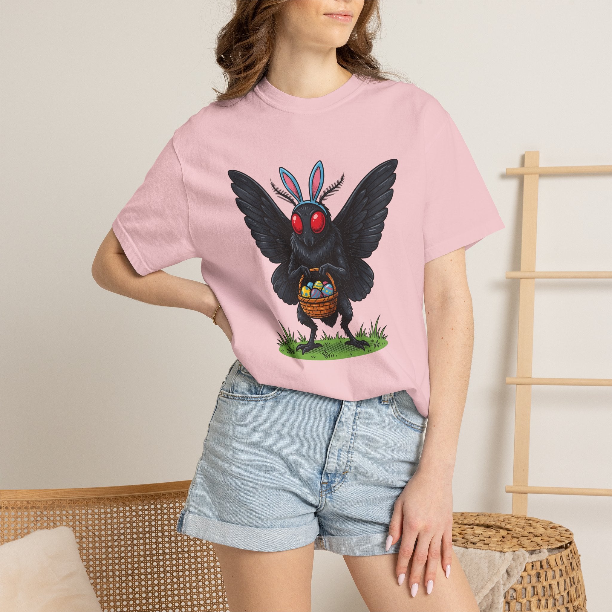 Mothman Costume Shirt Easter Cryptid Gift Women Cartoon Tee Mothman Costume T-Shirt Easter Fan Cryptid Graphic Tshirt Retro Easter Basket