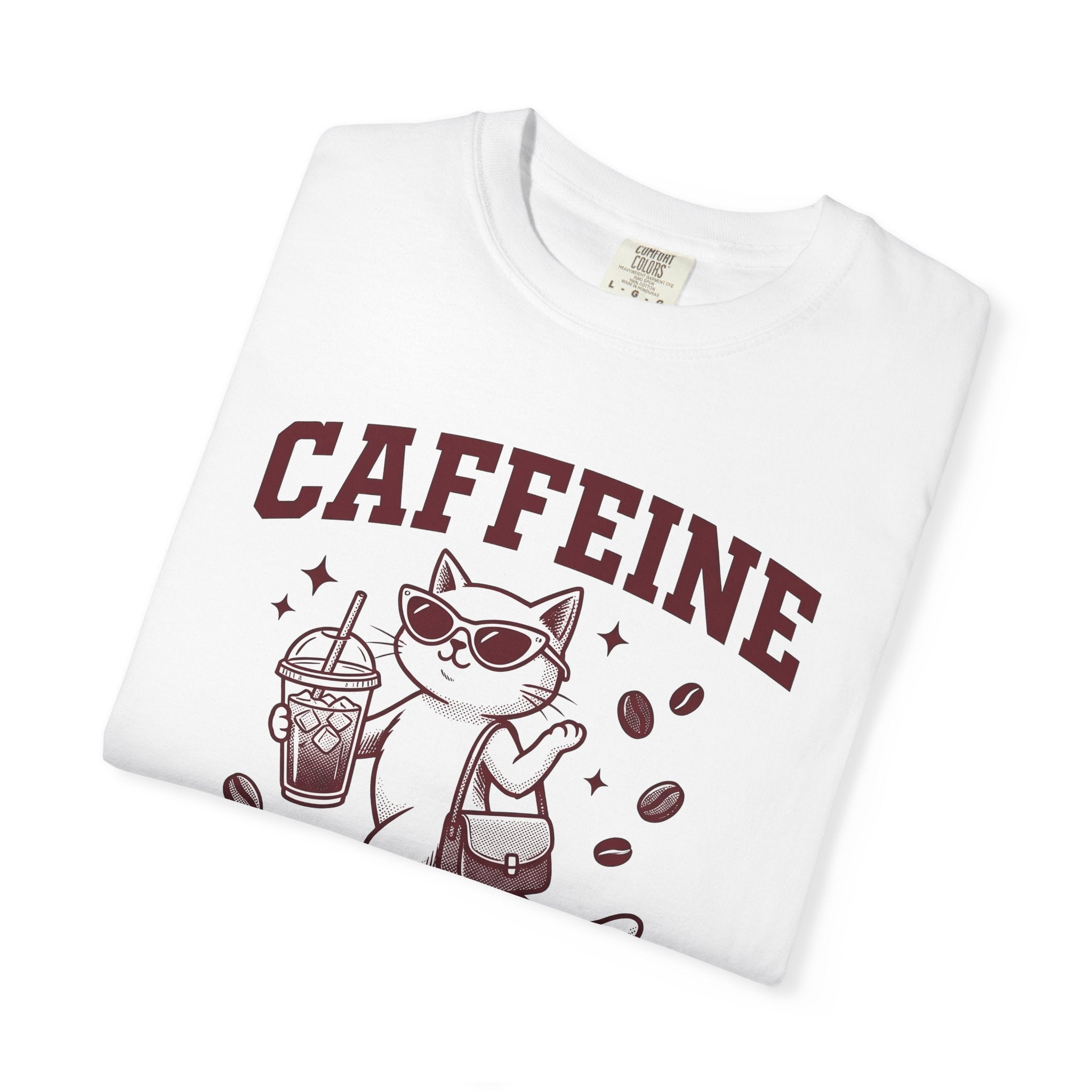 Cat Sunglasses Shirt Cat Coffee Gift Women Vintage Tee Kitty T-Shirt Cat Fan Retro Tshirt Caffeine Graphic Hand Drawn Coffee Cup Tshirt