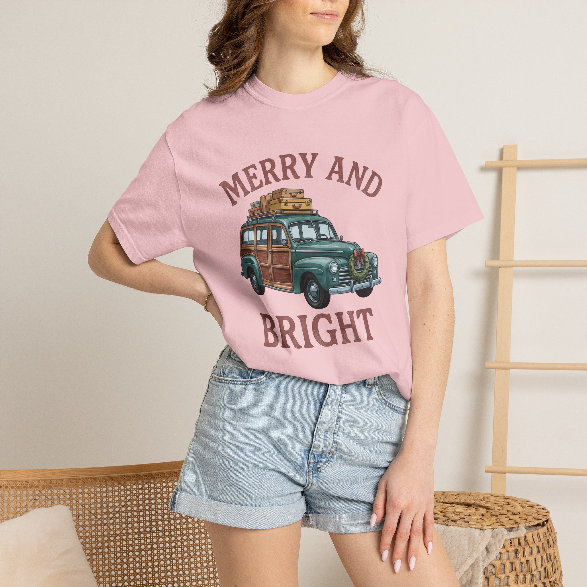 Antique Vehicle Shirt Christmas Winter Gift Women Line Art Tee Vintage Car T-Shirt Xmas Fan Classic Car Tshirt Frosty Graphic Traditional
