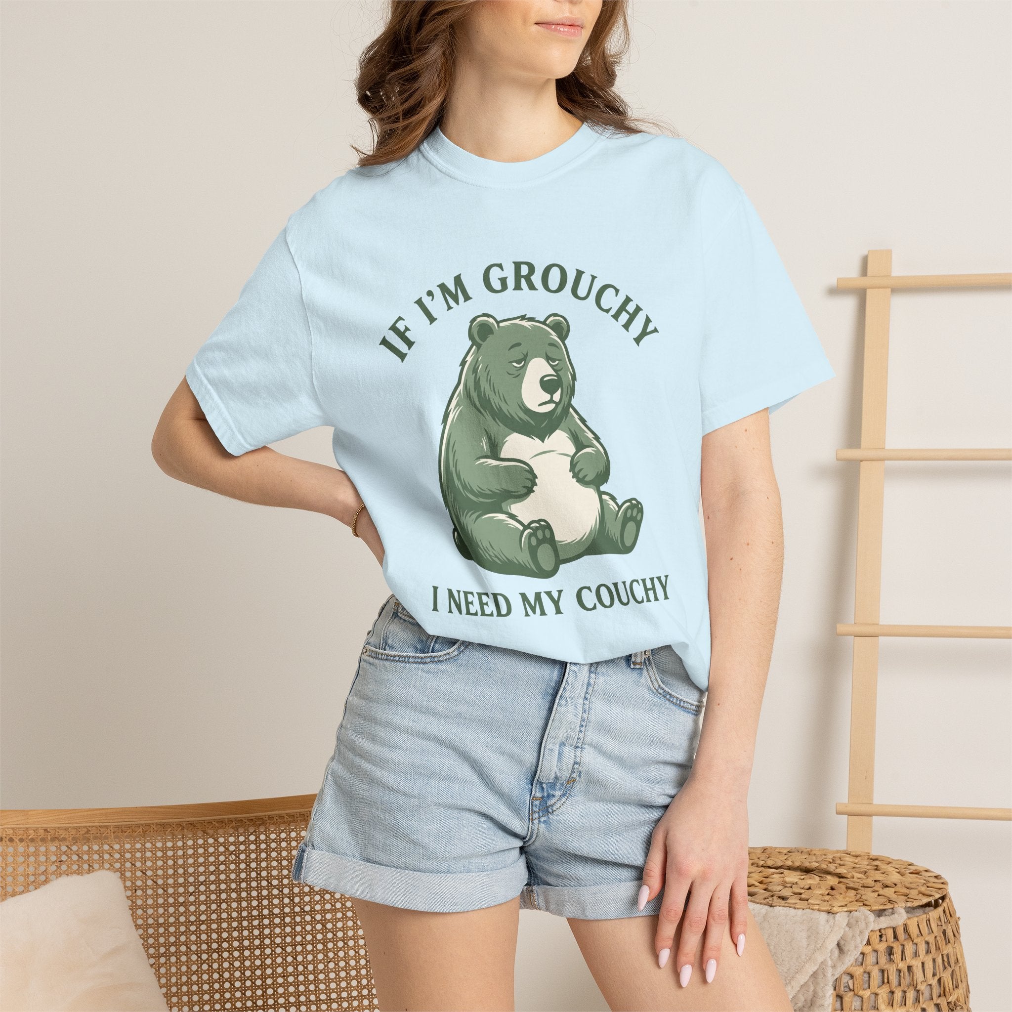 Grumpy Bear Shirt Funny Animal Gift Women Cartoon Tee Teddy Bear T-Shirt Humor Fan Comic Tshirt Wildlife Graphic Vintage Sofa Tshirt