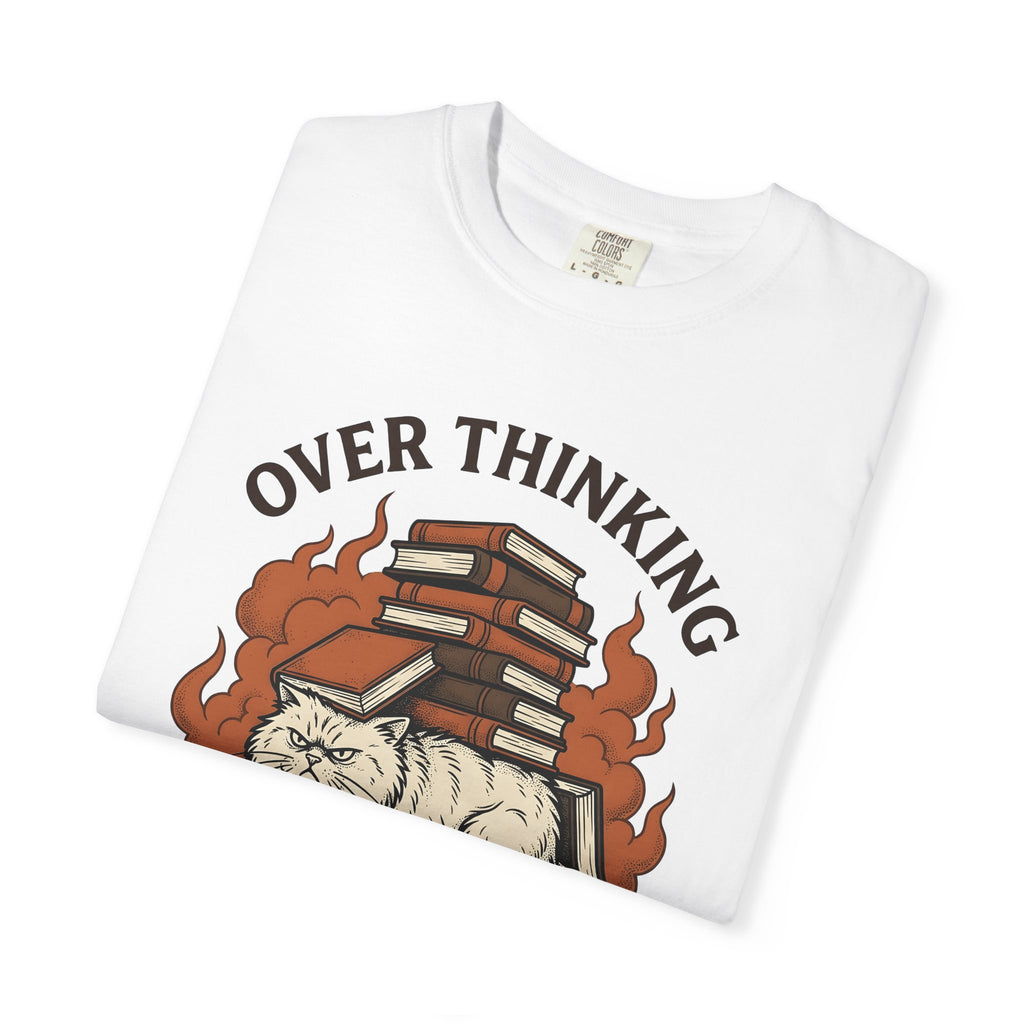 Grumpy Cat Shirt Cat Bookworm Gift Women Vintage Tee Kitty T-Shirt Feline Fan Retro Tshirt Bibliophile Graphic Hand Drawn Stacked Books
