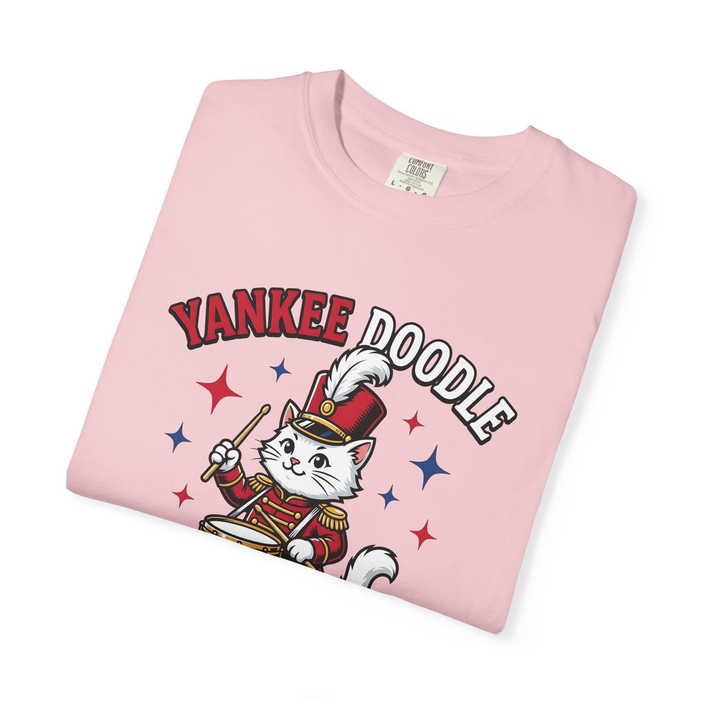 Music Cat Shirt Cat Flag Gift Women Hand Drawn Tee Kitty T-Shirt Feline Fan Illustrated Tshirt Banner Graphic Classic Drumstick Tshirt