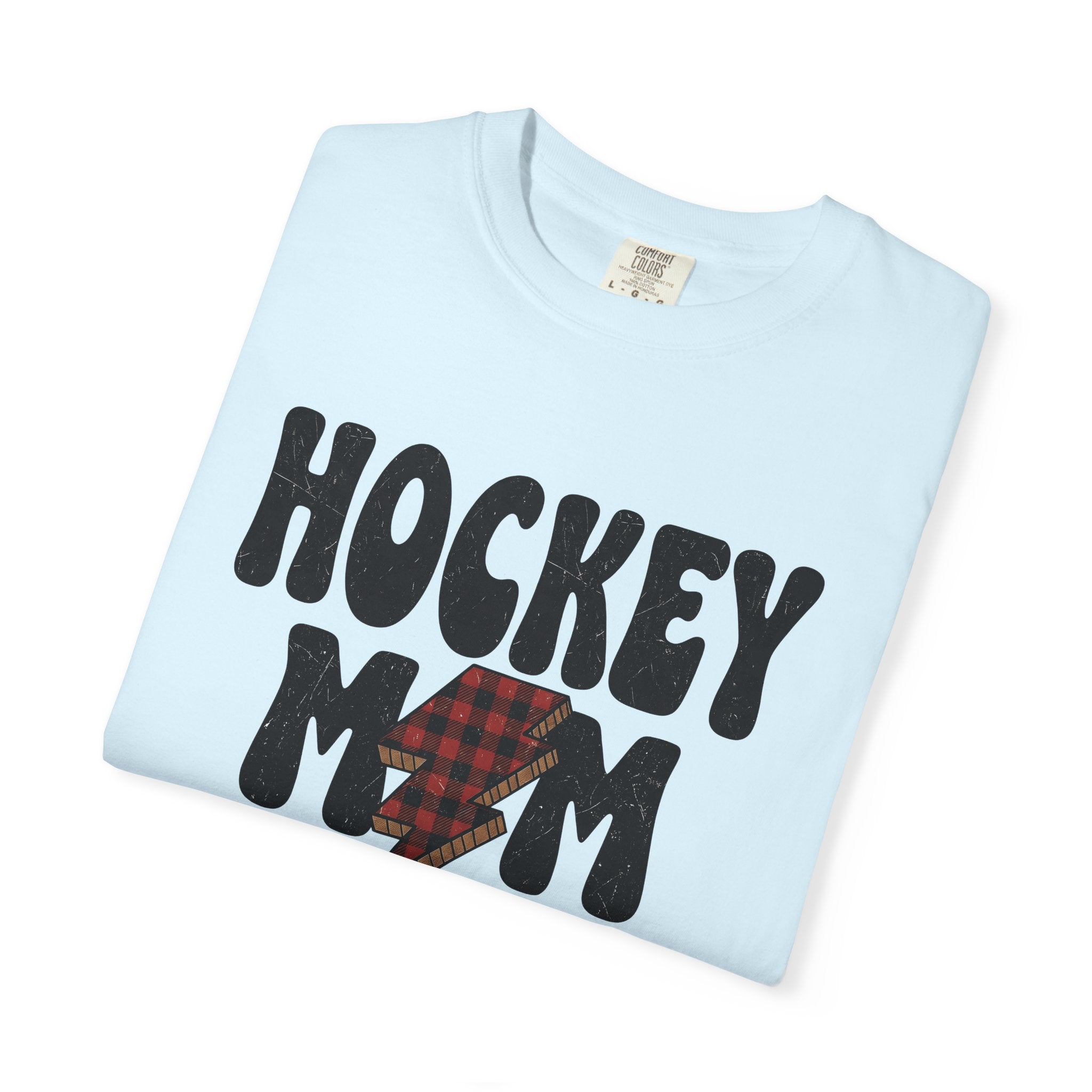 Plaid Lightning Bolt Shirt Hockey Mom Games Gift Women Hand Drawn Tee Tartan Bolt T-Shirt Hockey Mom Fan Illustrated Graphic Tshirt