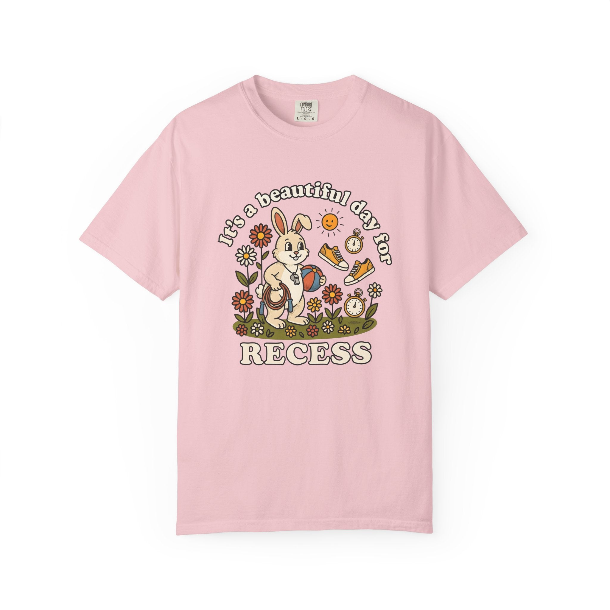Bunny Coach Shirt Teacher School Gift Women Cartoon Tee Rabbit Coach T-Shirt Educator Enthusiast Toon Tshirt Classroom Graphic Retro Flowers