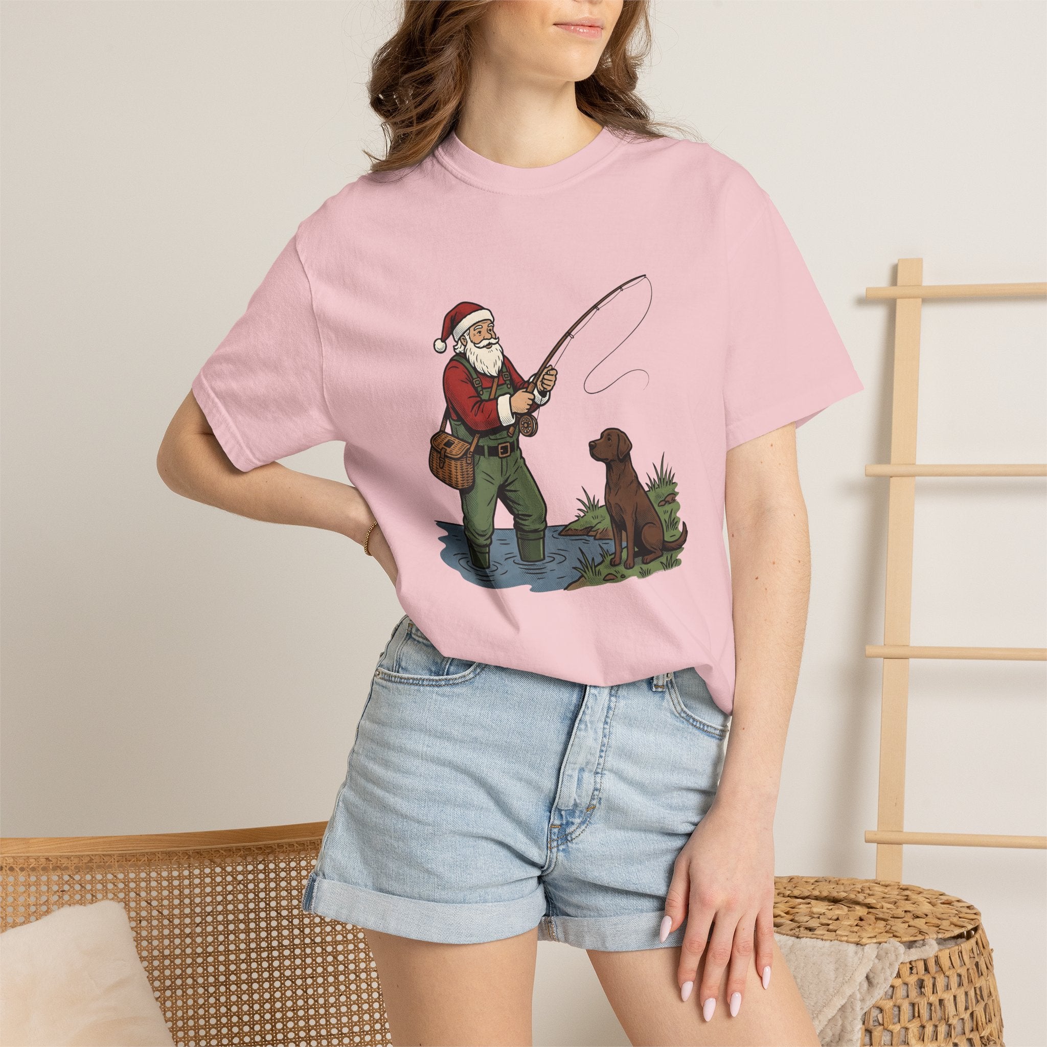Holiday Fisherman Shirt Christmas Hobby Gift Women Sketch Tee Fisherman T-Shirt Christmas Fan Fisherman Tshirt Pastime Graphic Cartoon Pet
