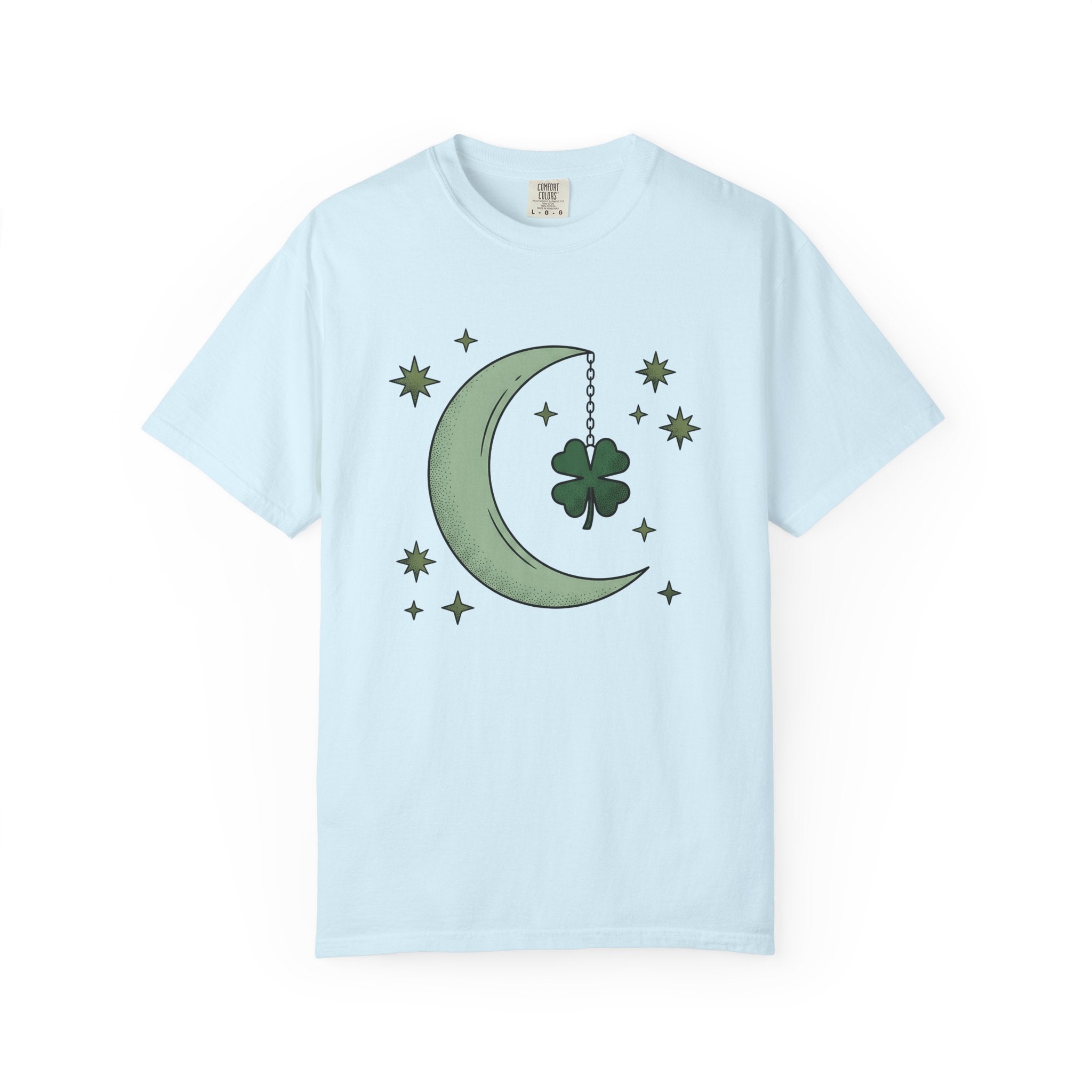 Crescent Moon Shirt St. Patrick's Day Celestial Gift Women Boho Tee Lunar T-Shirt Irish Fan Bohemian Tshirt Galaxy Graphic Minimalist