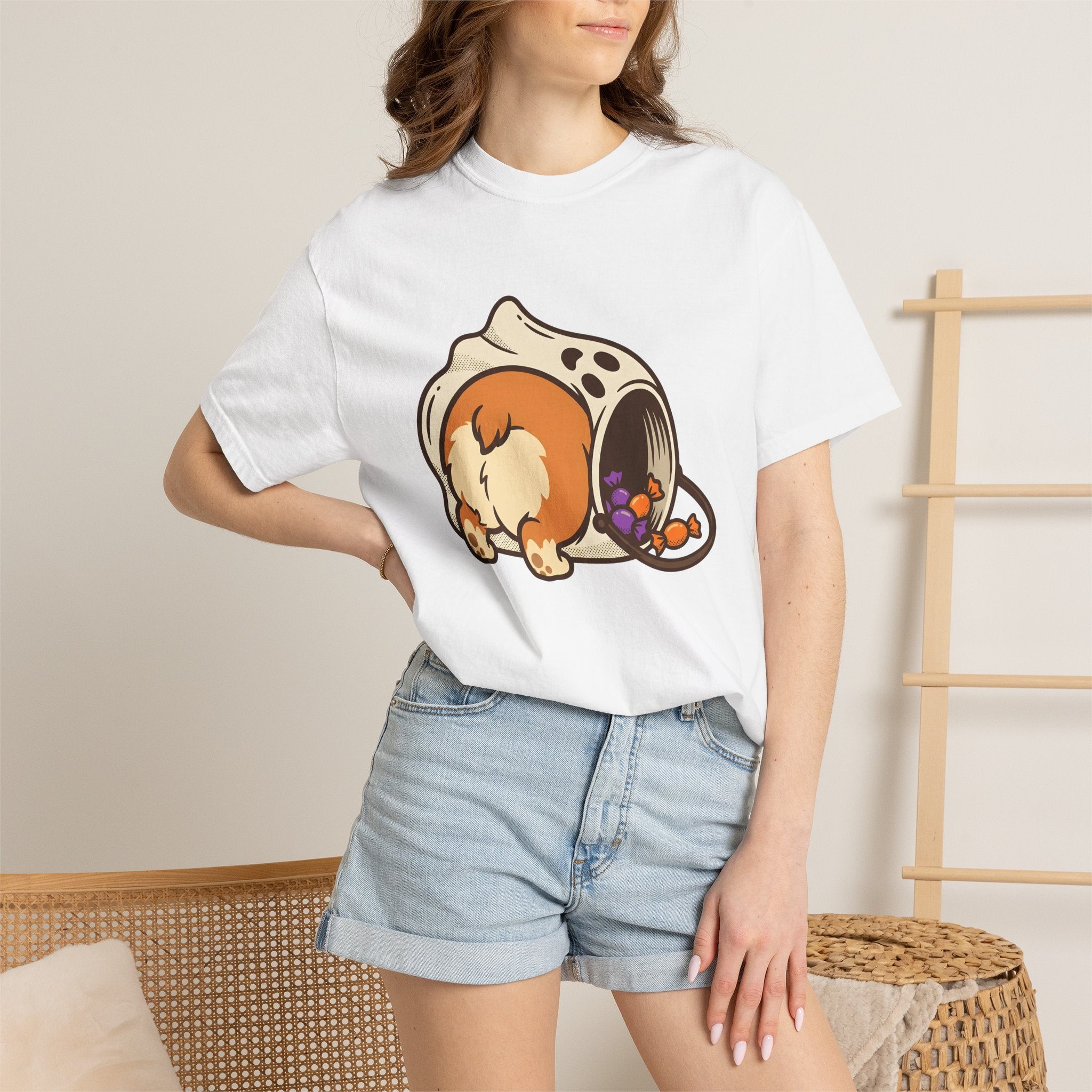Corgi Dog Shirt Dog Halloween Gift Women Cartoon Tee Puppy T-Shirt Dog Fan Cute Tshirt Spooky Graphic Kawaii Candy Tshirt
