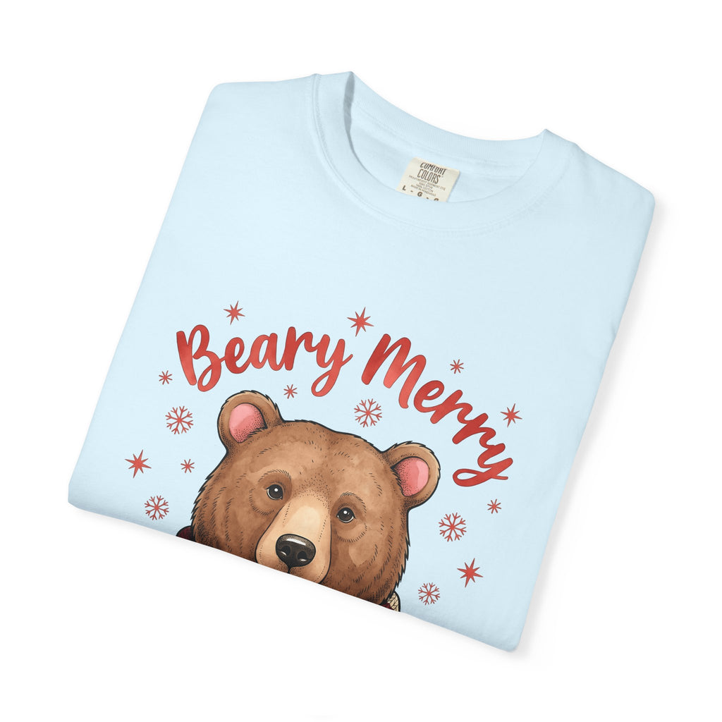 Bear Scarf Shirt Animals Holiday Gift Women Cute Tee Teddy T-Shirt Wildlife Fan Cartoon Tshirt Christmas Graphic Doodle Snowflakes Tshirt