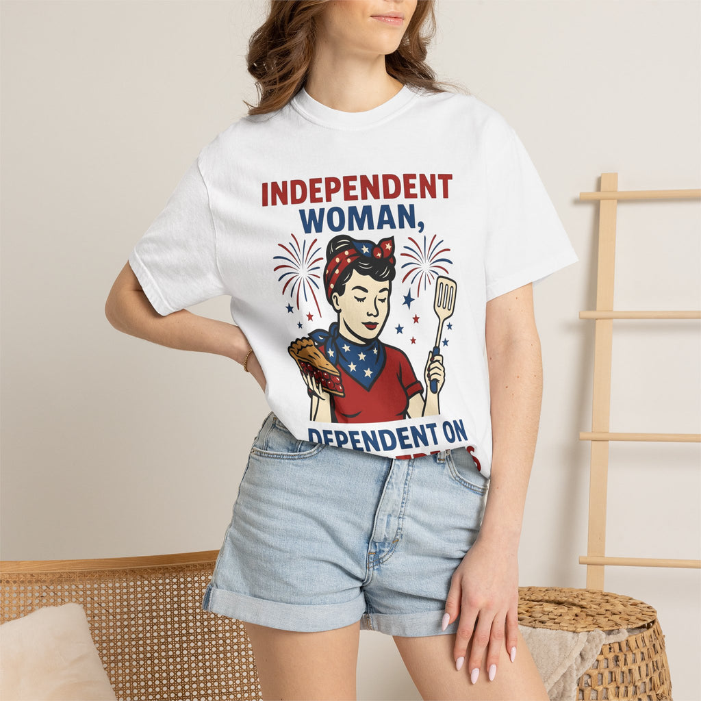 American Woman Shirt 4th Of July Dessert Gift Women Vintage Tee Lady T-Shirt Patriotic Fan Retro Tshirt Pastry Graphic Hand Drawn Fruit Pie
