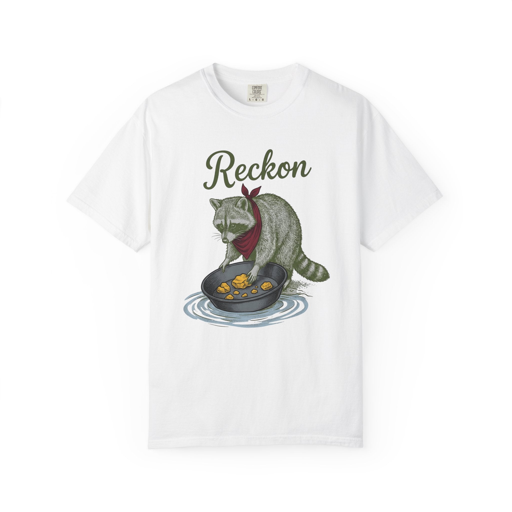 Raccoon Scarf Shirt Funny Wildlife Gift Women Retro Design Tee Raccoon T-Shirt Humor Fan Vintage Tshirt Animal Graphic Sketch Gold Coins
