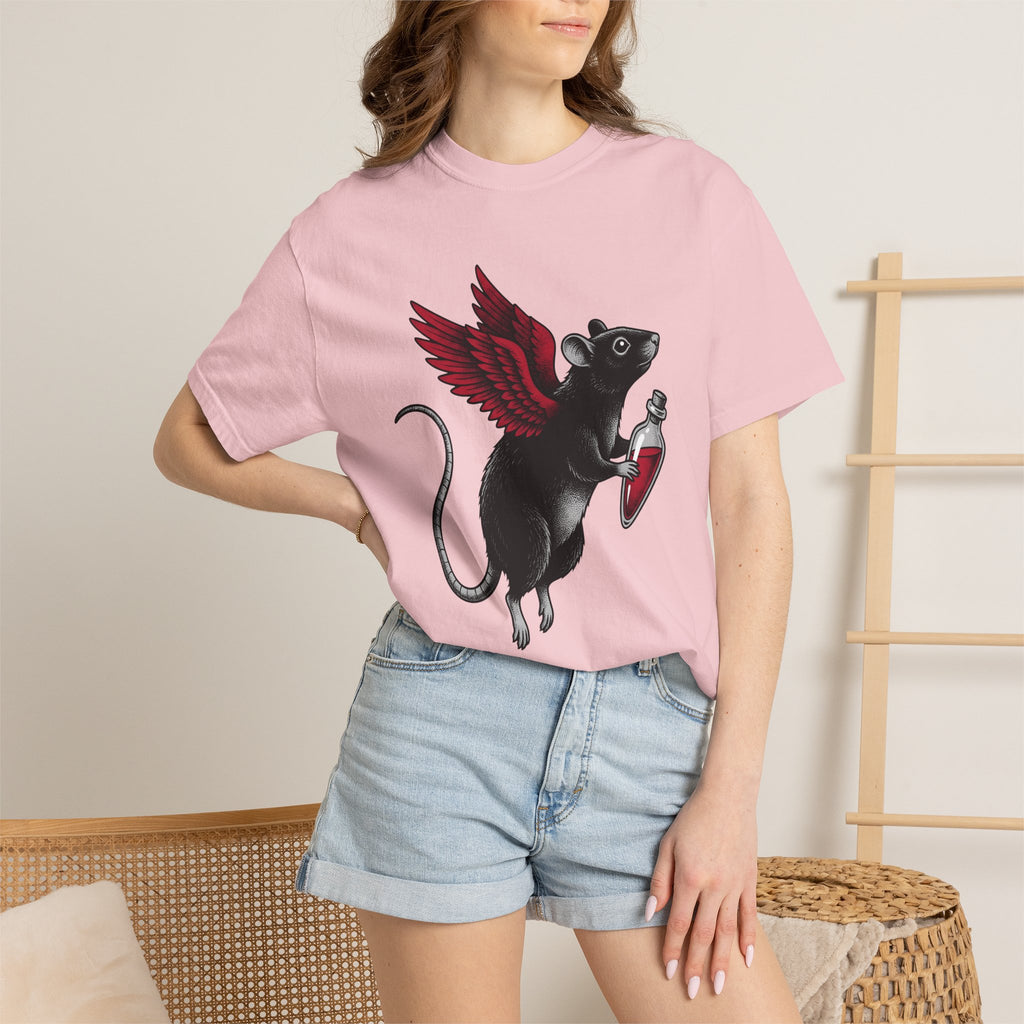 Bat Rat Shirt St. Valentine's Day Dark Gift Women Sketch Tee Rodent T-Shirt Valentine Fan Illustrated Tshirt Gothic Graphic Hand Drawn Magic