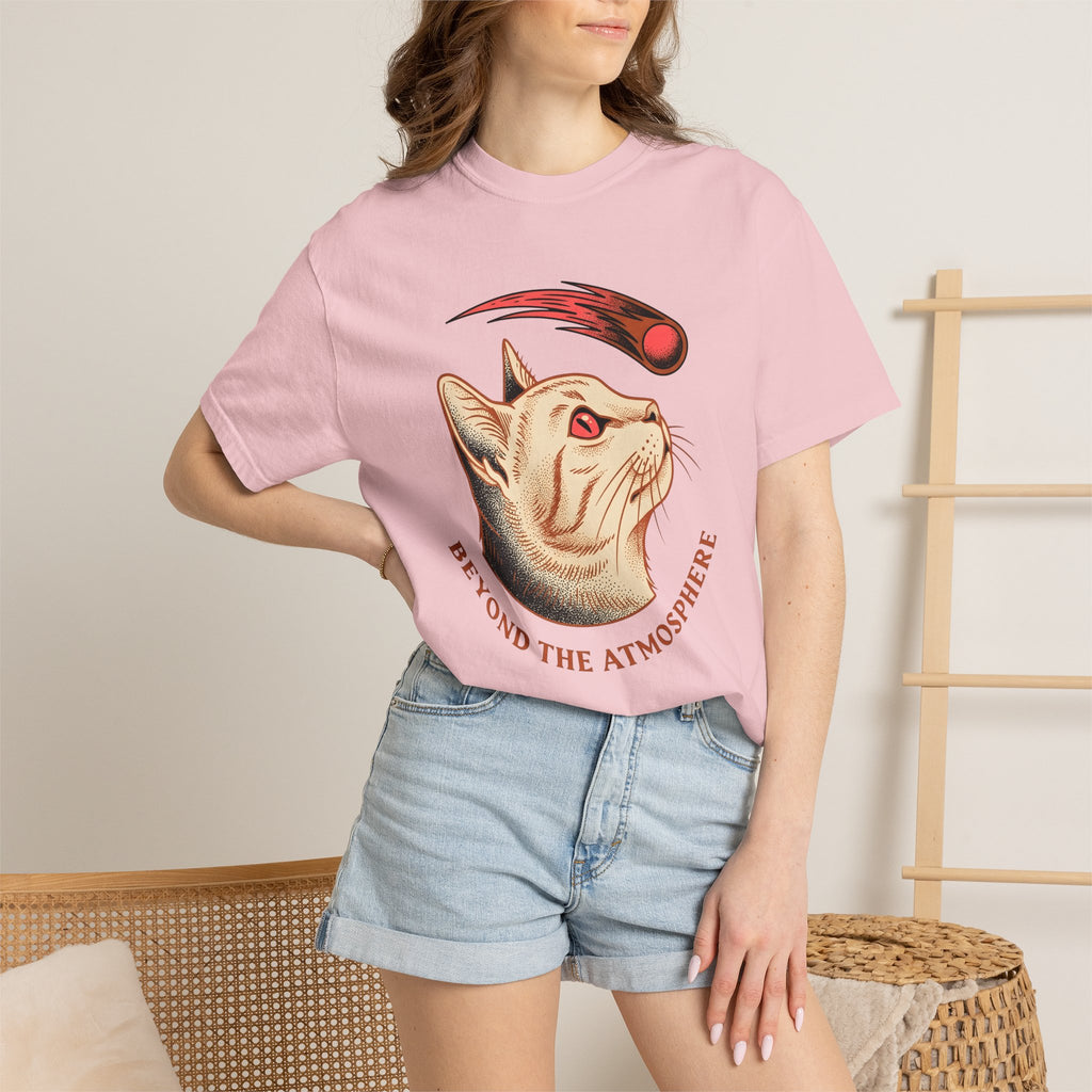 Cat Head Shirt Cat Space Gift Women Vintage Tee Kitten T-Shirt Feline Fan Retro Tshirt Astronomy Graphic Tshirt Retro Comet Tshirt