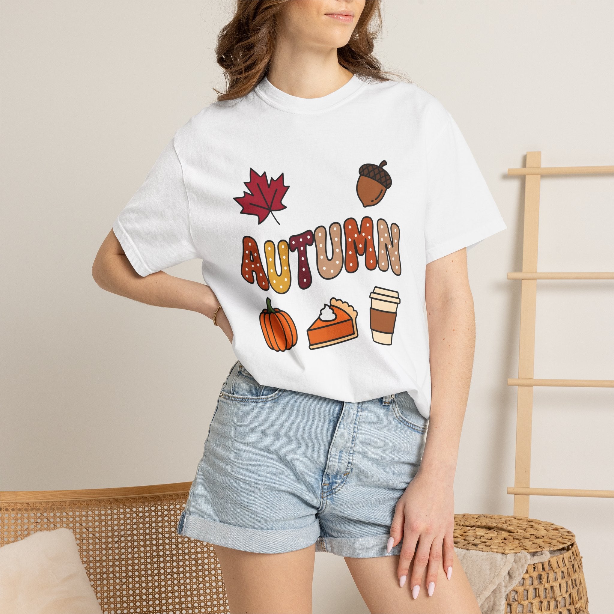 Fall Icons Shirt Autumn Crops Gift Women Line Art Tee Autumn Symbols T-Shirt Fall Fan Simple Illustration Tshirt Harvest Graphic Squash