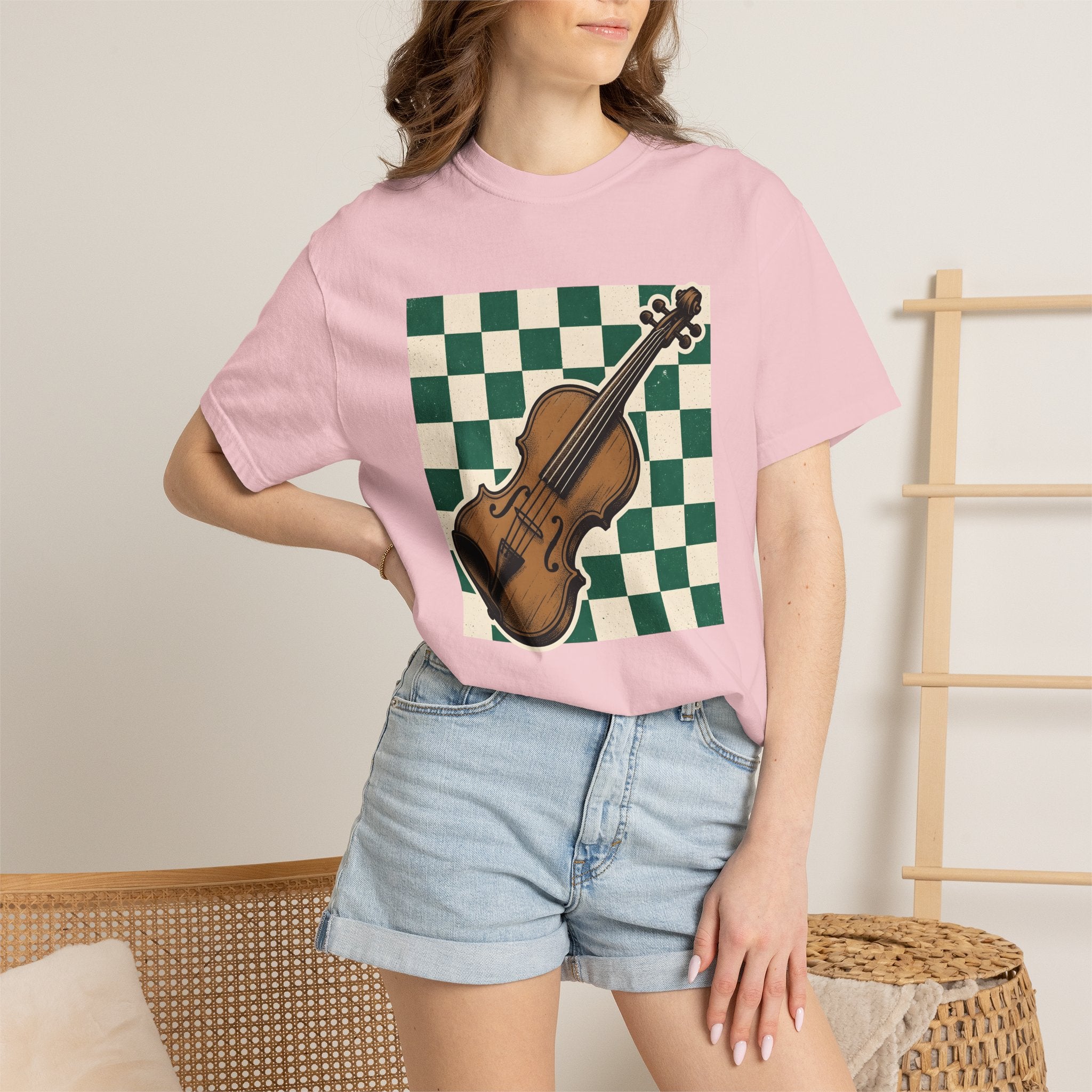 Fiddle Illustration Shirt St Patrick's Day Instruments Gift Women Rustic Tee Violin T-Shirt Irish Fan Folk Tshirt Music Graphic Classic