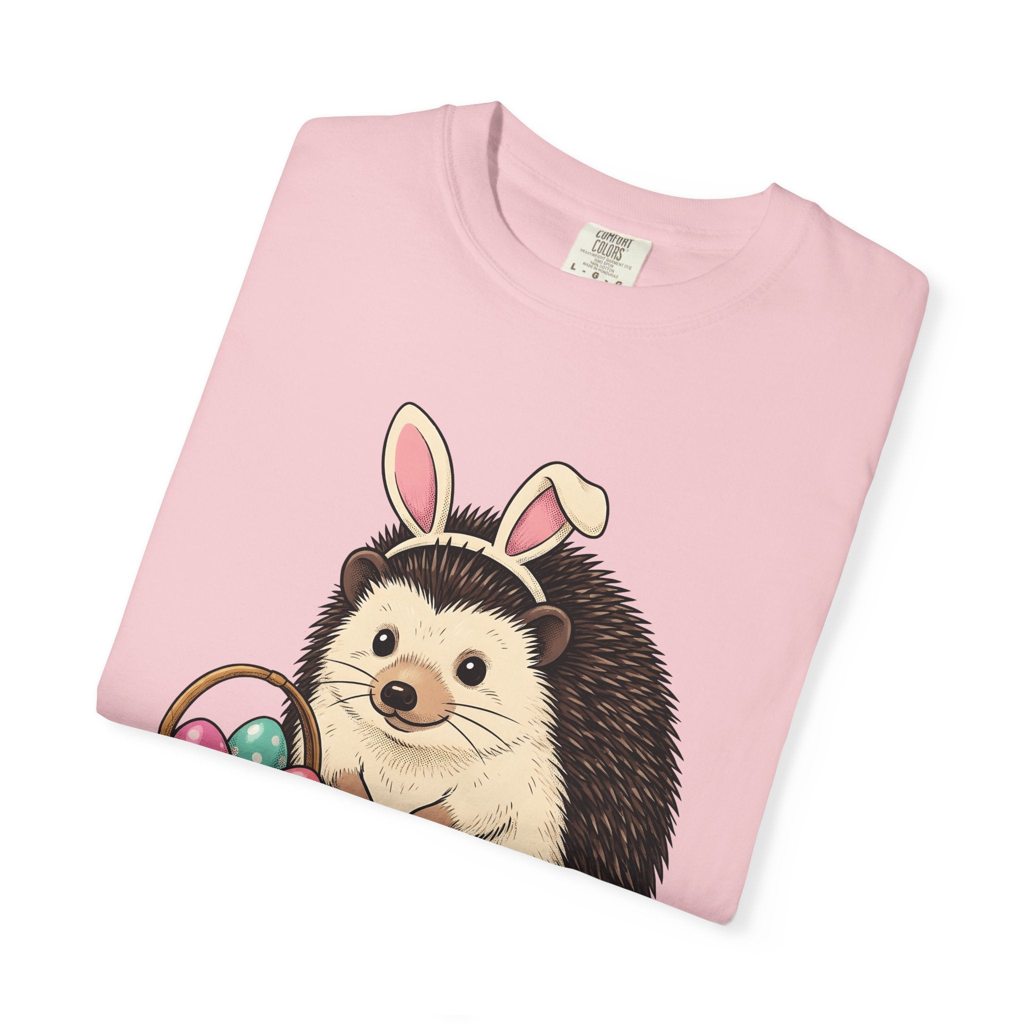 Hedgehog Bunny Ears Shirt Easter Pet Gift Women Kawaii Tee Porcupine T-Shirt Easter Fan Cute Tshirt Animal Graphic Sketch Basket Tshirt