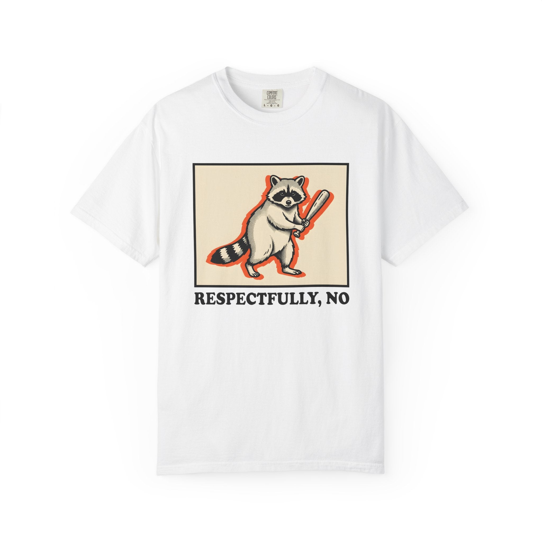 Raccoon Bat Shirt Funny Pets Gift Women Line Art Tee Masked T-Shirt Humor Fan Drawing Graphic Hand Drawn Orange Frame Tshirt