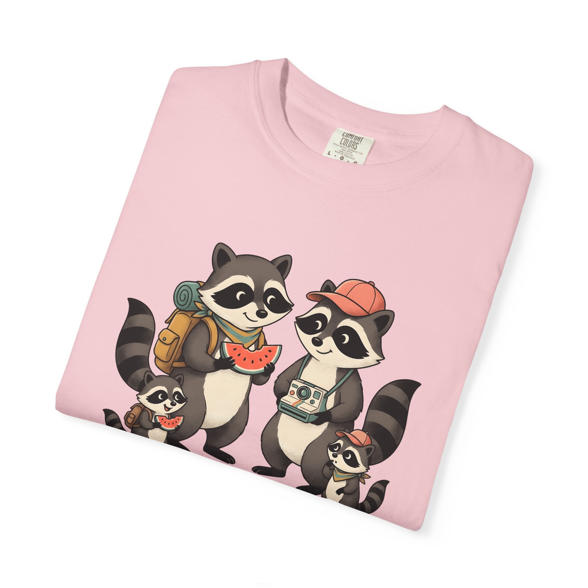 Raccoon Clan Shirt Funny Fauna Gift Women Lovable Tee Raccoon T-Shirt Comedy Fan Cartoon Tshirt Wildlife Graphic Caricature Juicy Melon