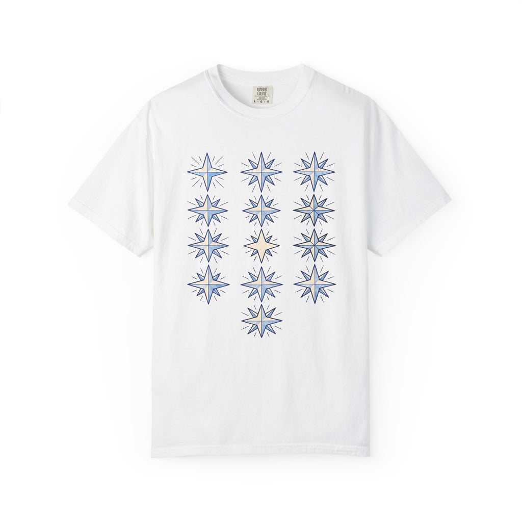 Night Stars Shirt Boho Chic Horoscope Gift Women Doodle Tee Starry Night T-Shirt Bohemian Fan Hand Drawn Tshirt Zodiac Graphic Outline