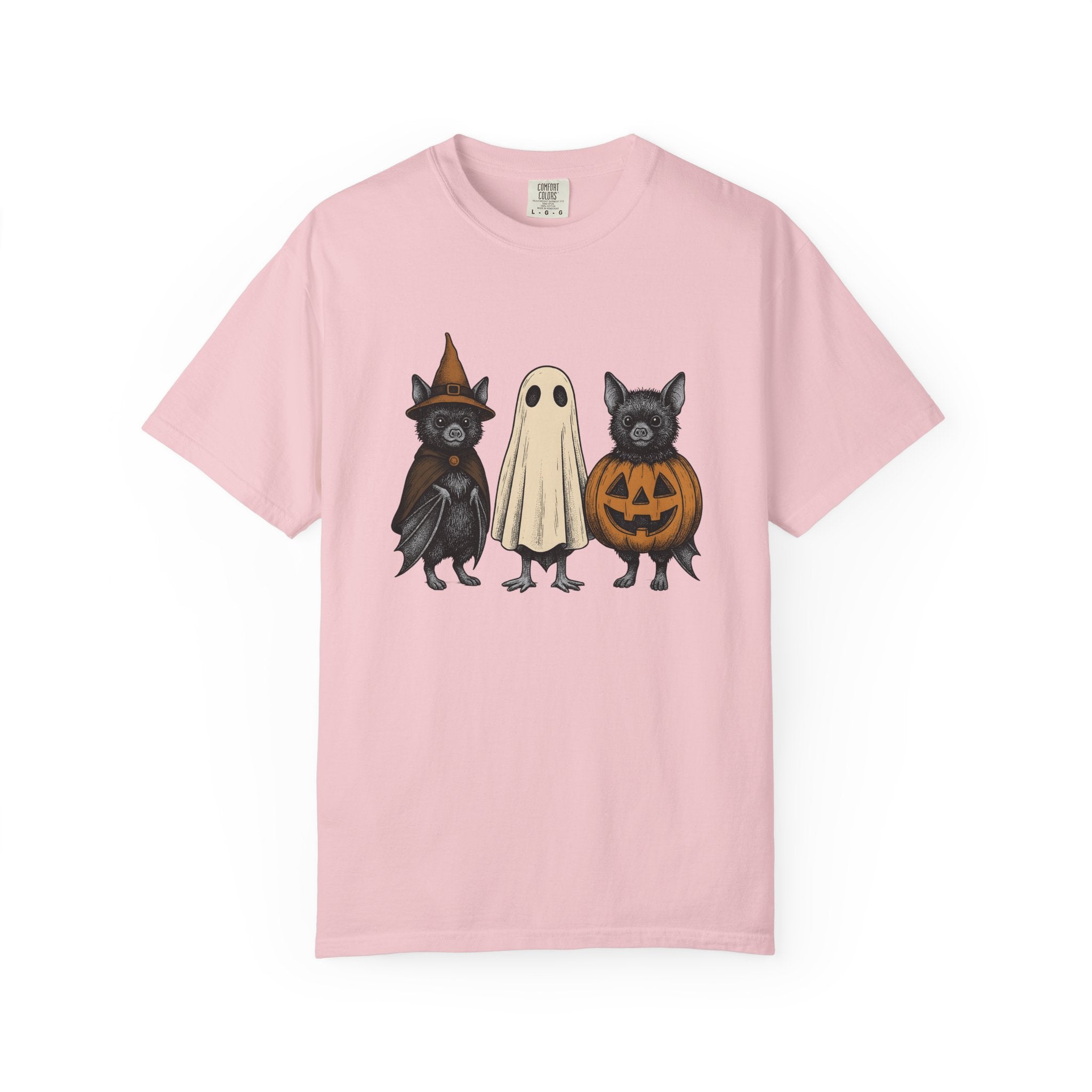 Bat Outfit Shirt Halloween Wildlife Gift Women Retro Tee Costume T-Shirt Halloween Fan Pumpkin Tshirt Wildlife Graphic Sketch Jack-O-Lantern
