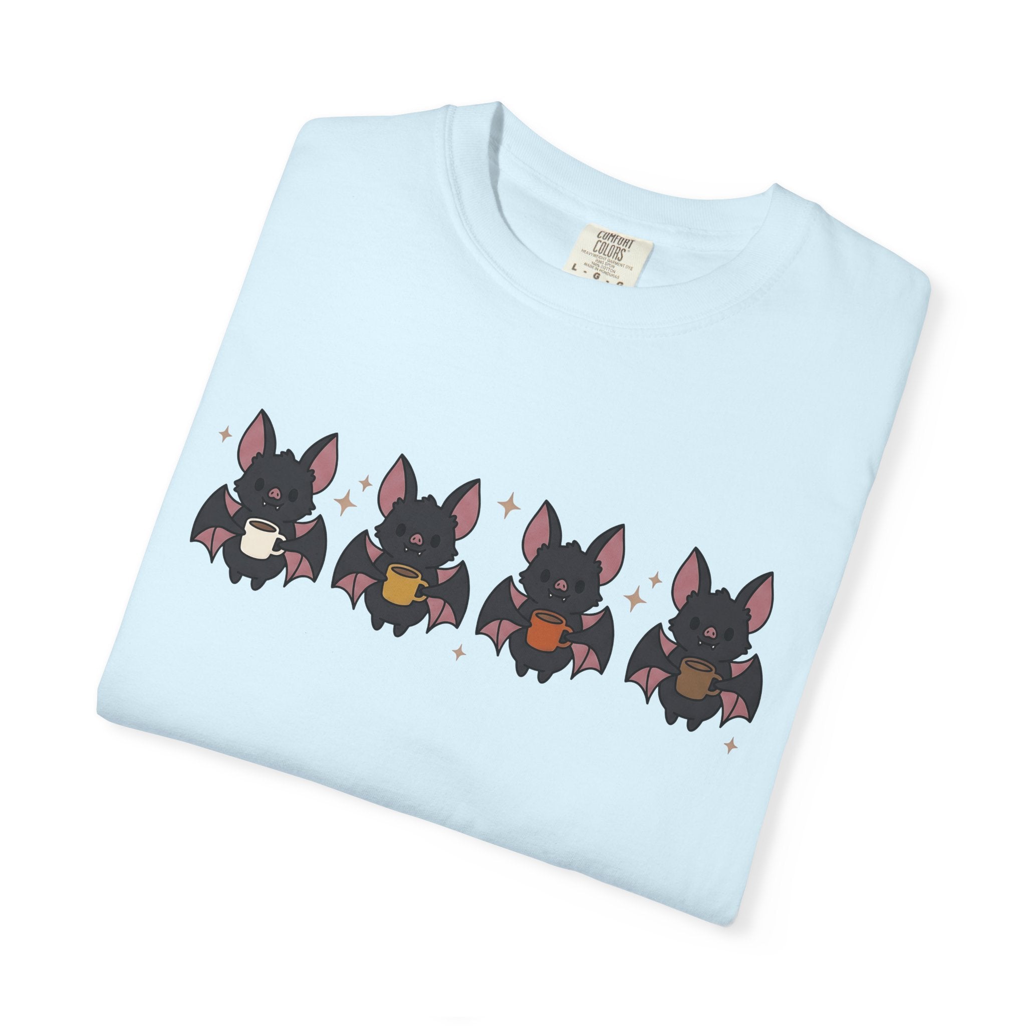 Bat Coffee Shirt Halloween Coffee Gift Women Kawaii Tee Coffee T-Shirt Horror Fan Cute Tshirt Java Graphic Cartoon Stars Tshirt