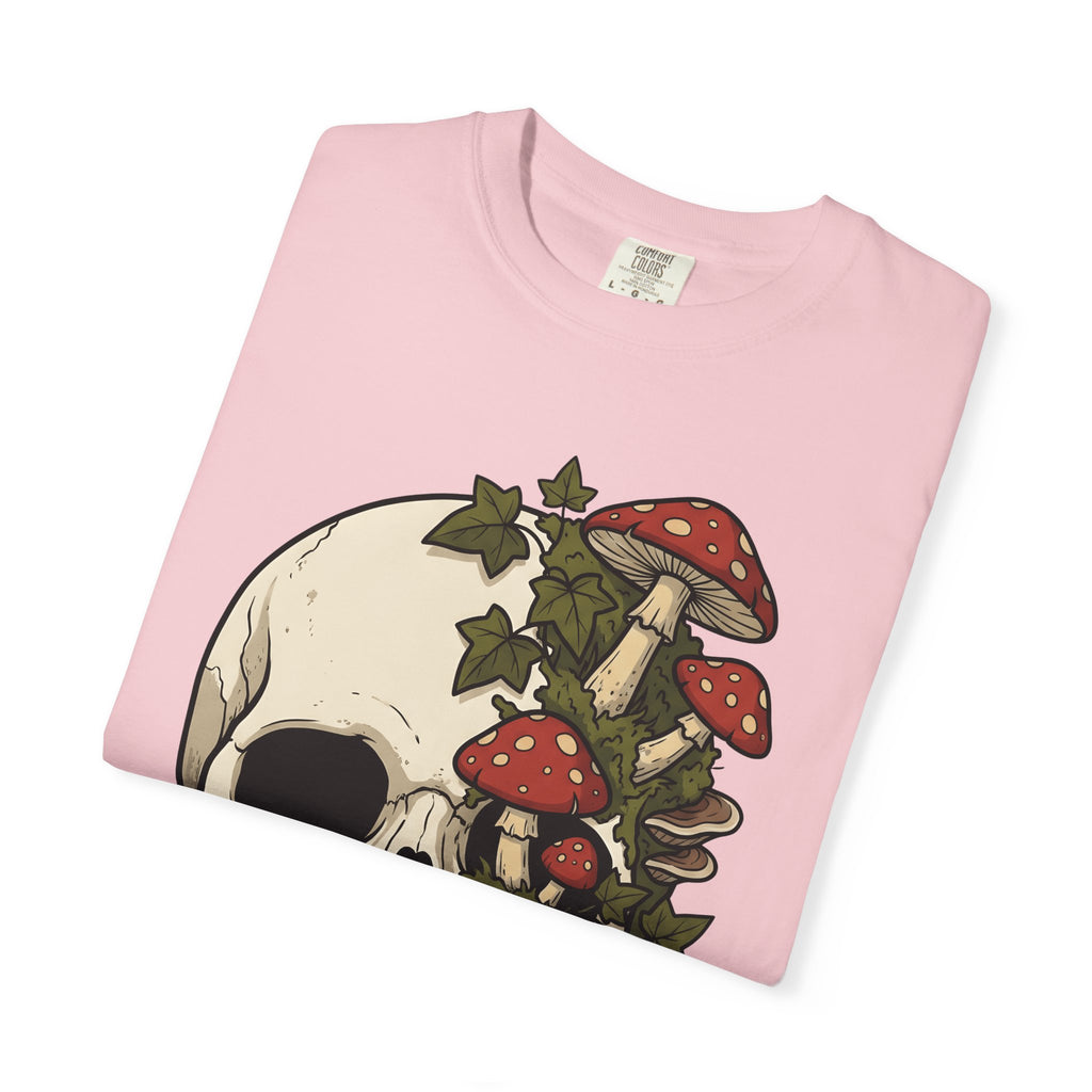 Skull Mushrooms Shirt Gothic Nature Gift Women Tattoo Tee Fungus T-Shirt Goth Fan Ink Tshirt Wilderness Graphic Vintage Ivy Tshirt