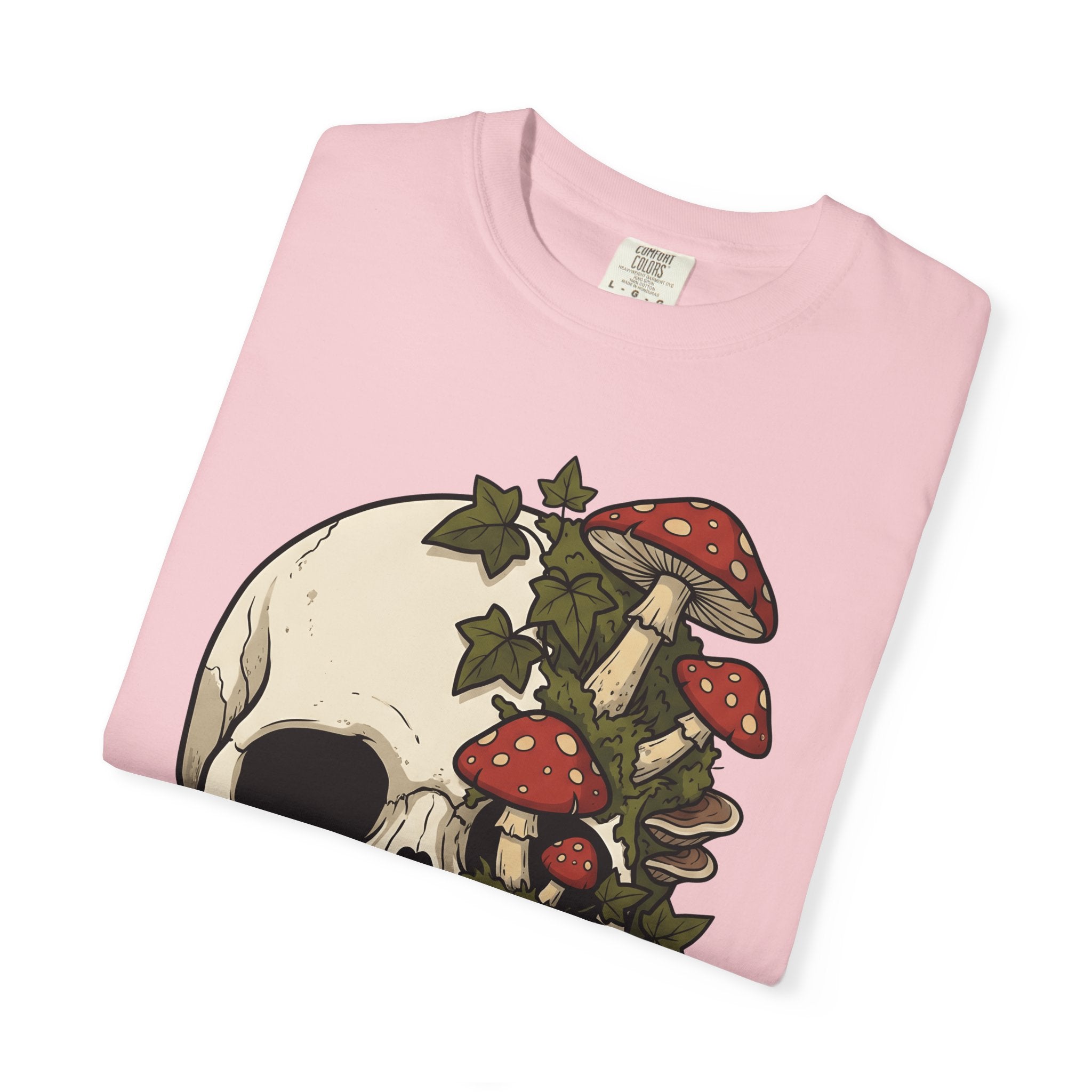 Skull Mushrooms Shirt Gothic Nature Gift Women Tattoo Tee Fungus T-Shirt Goth Fan Ink Tshirt Wilderness Graphic Vintage Ivy Tshirt