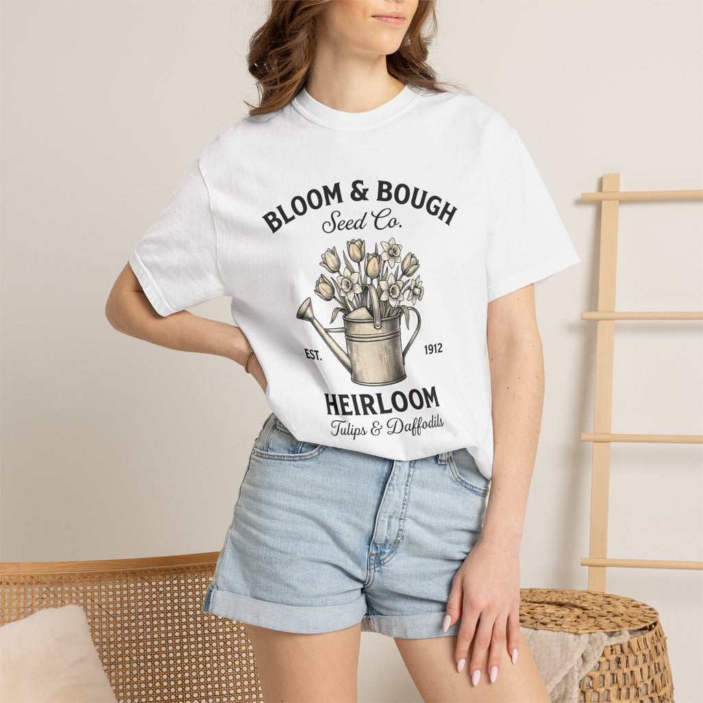 Floral Watering Can Shirt Easter Agriculture Gift Women Classic Tee Watering Can T-Shirt Spring Fan Vintage Tshirt Farming Graphic Line Art