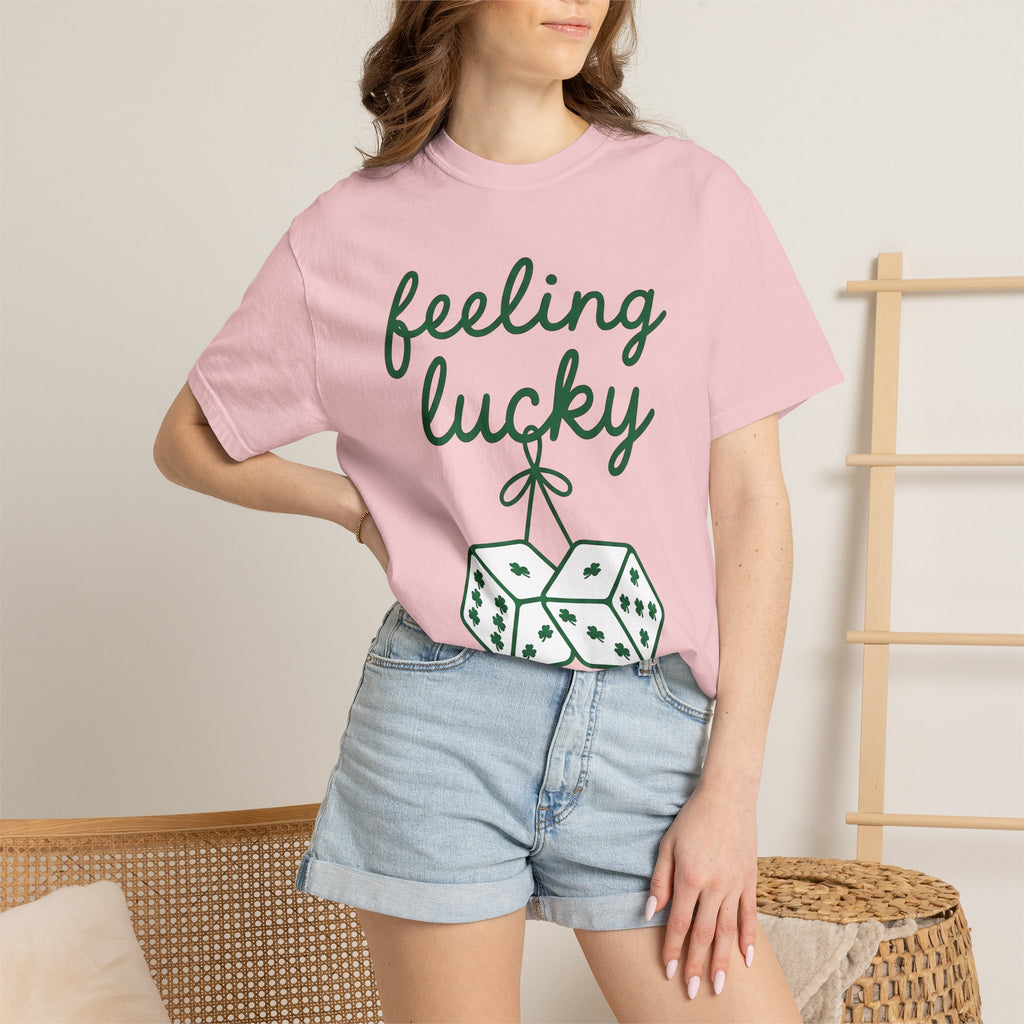 Clover Dice Shirt St Patrick's Day Cards Gift Women Line Art Tee Dice Set T-Shirt Luck Fan Minimalist Tshirt Stationery Graphic Bold Leaf
