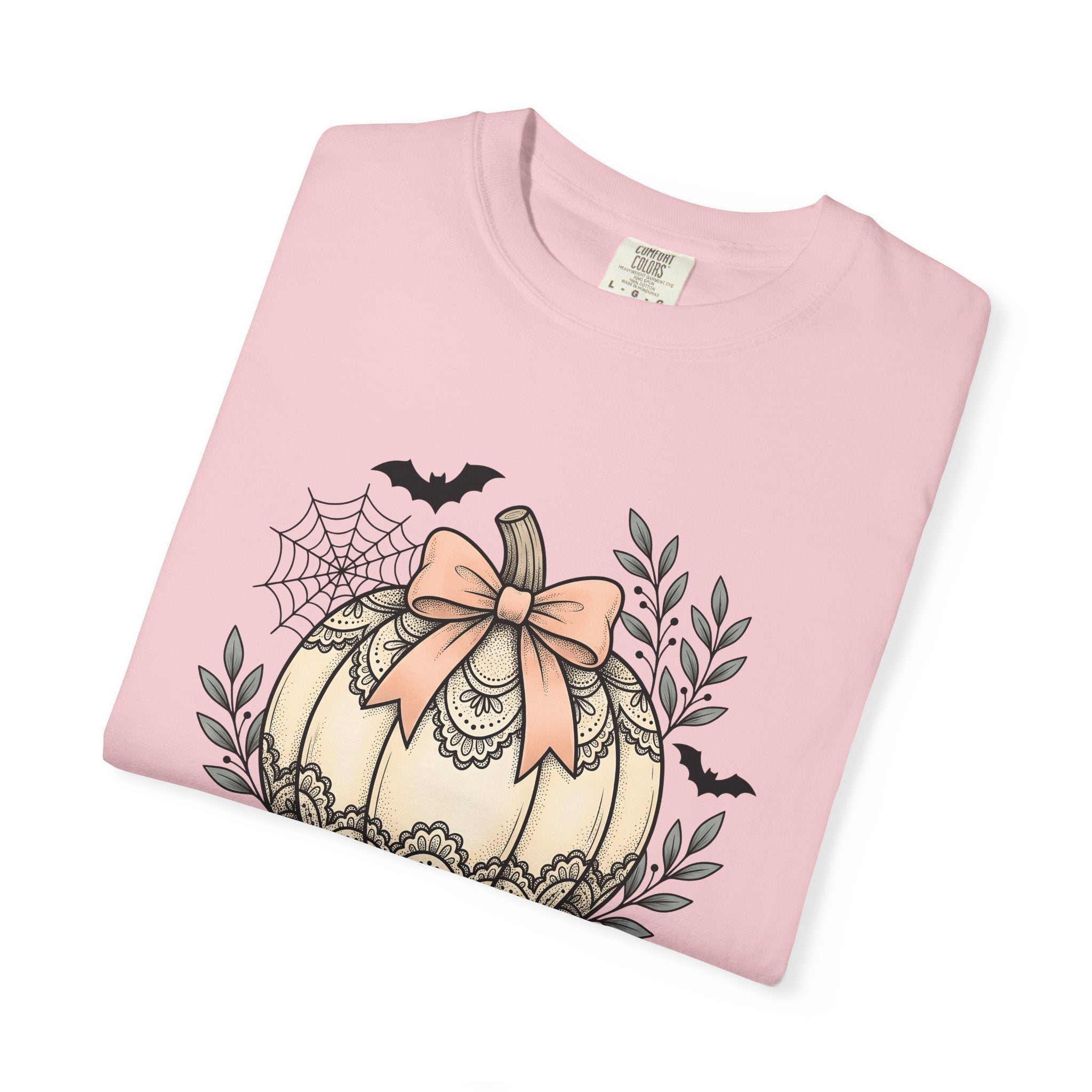 Lace Pumpkin Shirt Halloween Harvest Gift Women Rustic Tee Gourd T-Shirt Spooky Fan Primitive Tshirt Autumn Graphic Retro Bow Tshirt