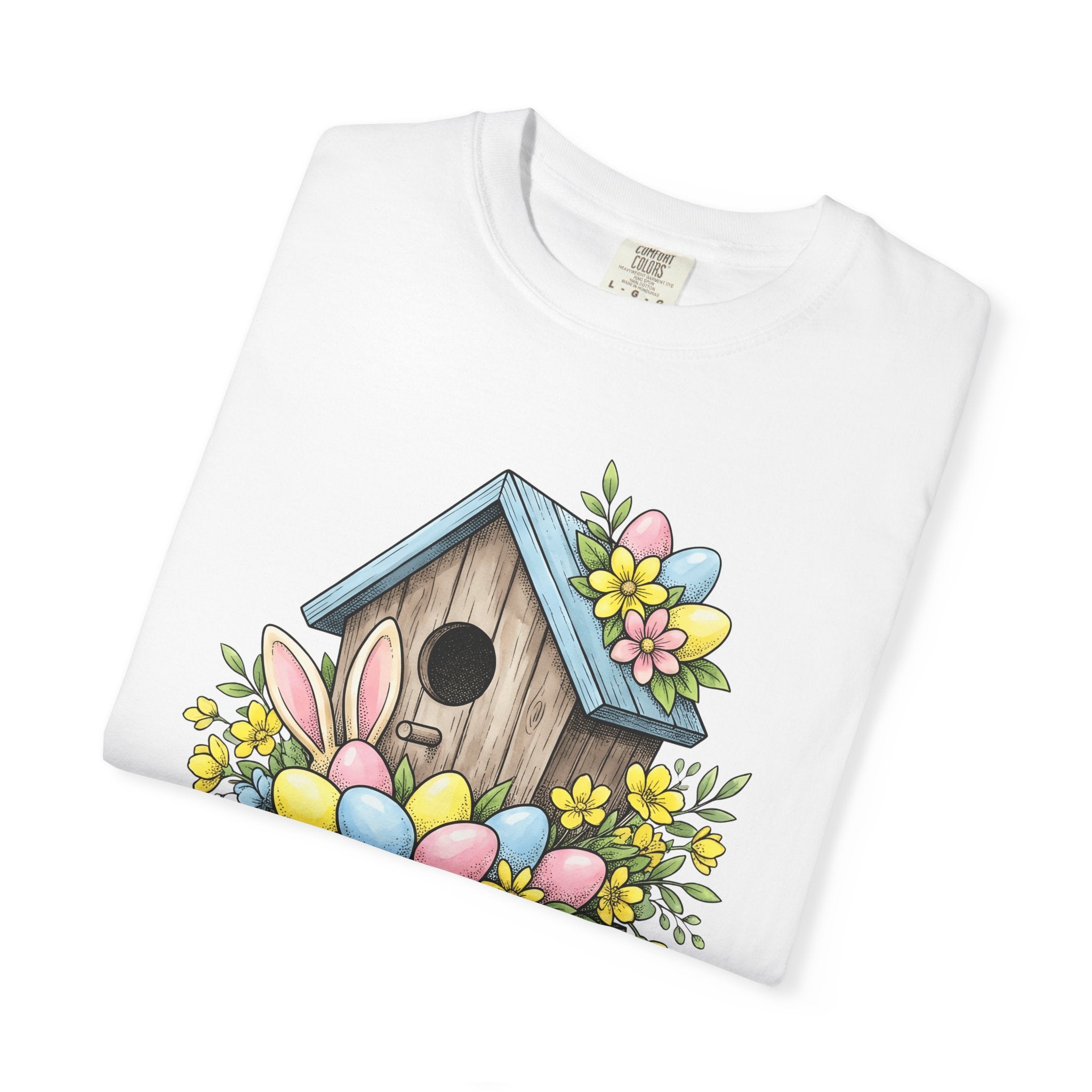 Bunny Bird Home Shirt Easter Outdoor Gift Women Line Art Tee Rabbit T-Shirt Spring Fan Minimalist Tshirt Nature Graphic Classic Light Eggs
