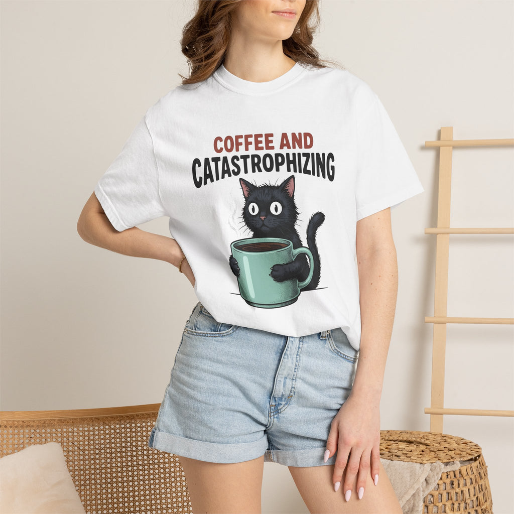 Black Cat Coffee Shirt Cat Espresso Gift Women Cartoon Tee Coffee T-Shirt Cat Fan Comic Tshirt Coffee Graphic Retro Coffee Mug Tshirt