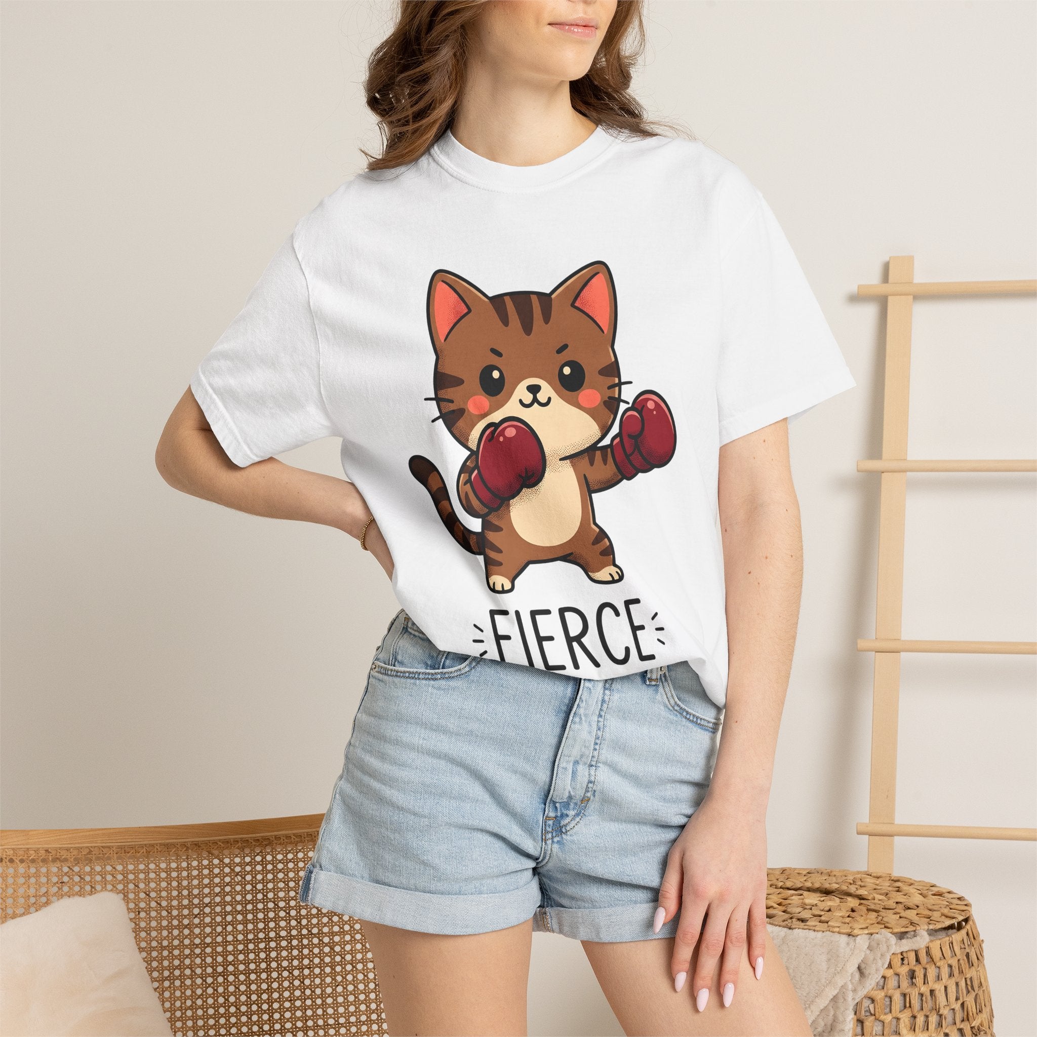Boxing Kitty Shirt Cat Wildlife Gift Women Charming Tee Boxing Cat T-Shirt Cat Fan Feline Graphic Tshirt Animal Illustration Animation