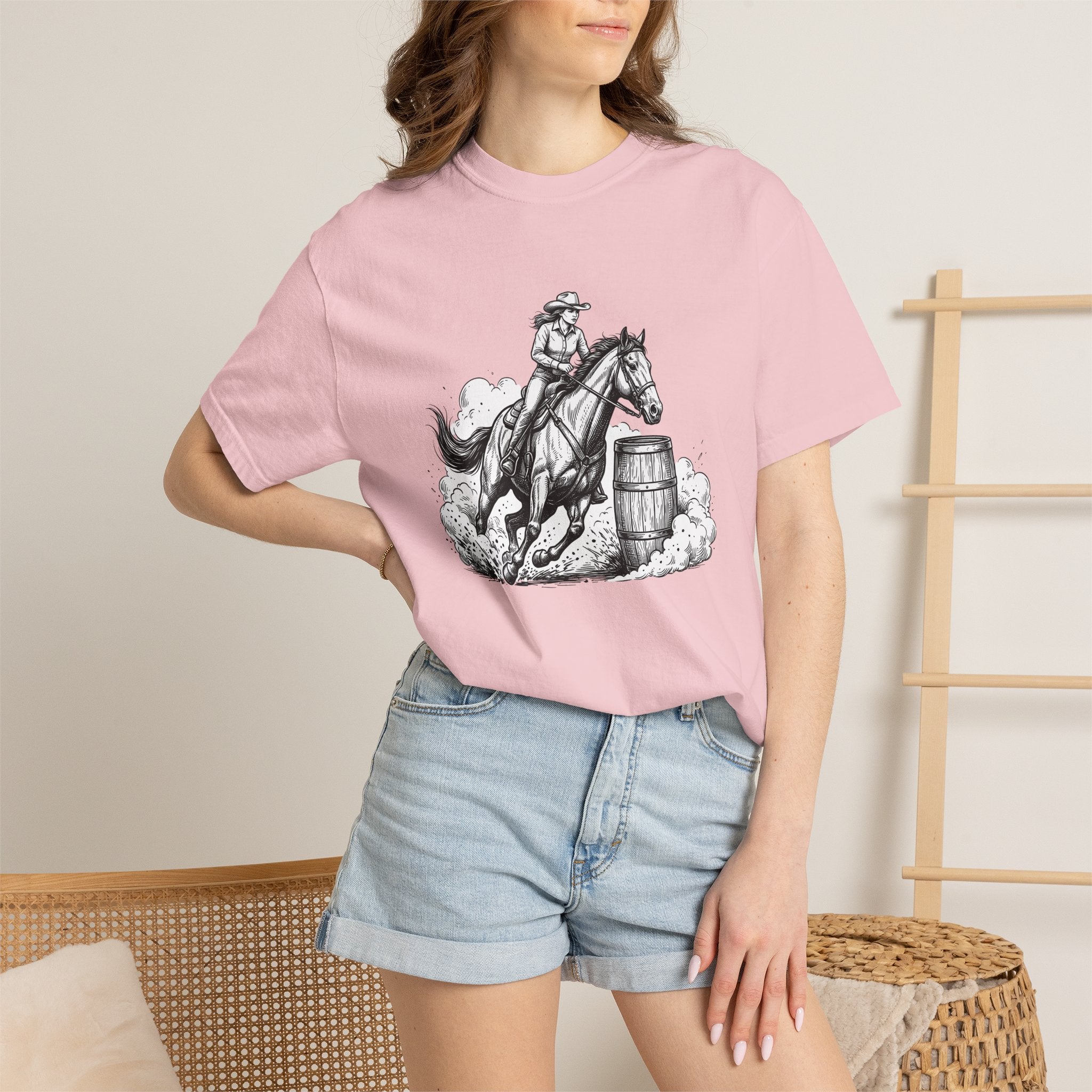 Equestrian Rider Shirt Cowgirl Country Gift Women Old School Tee Horseback Rider T-Shirt Cowgirl Fan Rodeo Tshirt Rural Graphic Ink Drawing